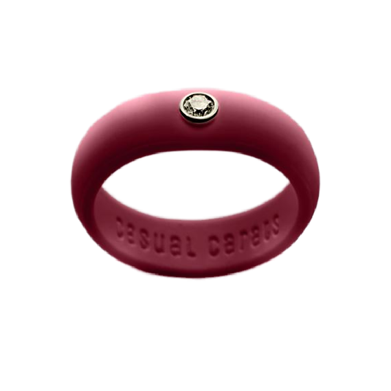 Single Diamond Silicone Band - Maroon