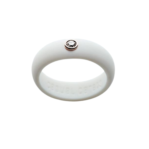 Single Diamond Silicone Band - White