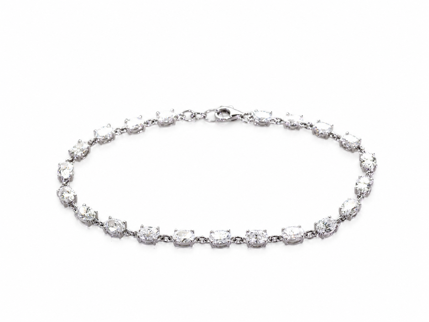 White Gold Oval Shaped Diamond Bracelet