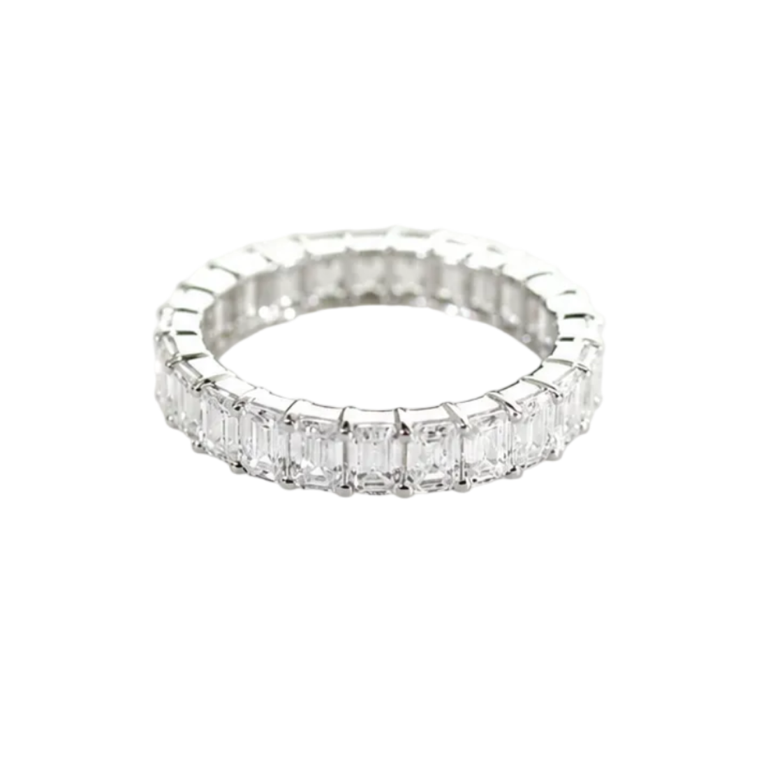 White Gold North South Emerald Cut Eternity Band