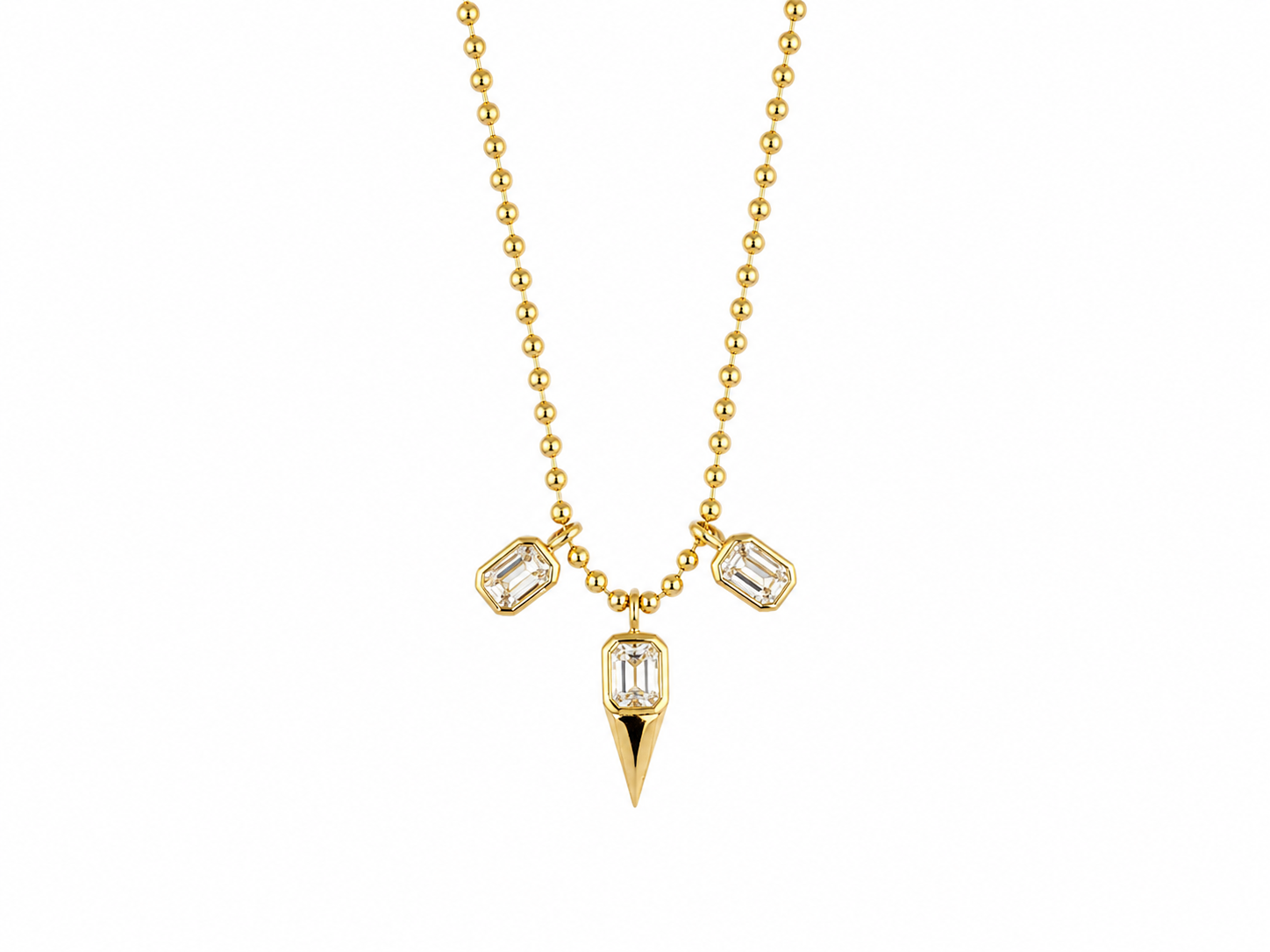3 Diamond charm bead chain necklace