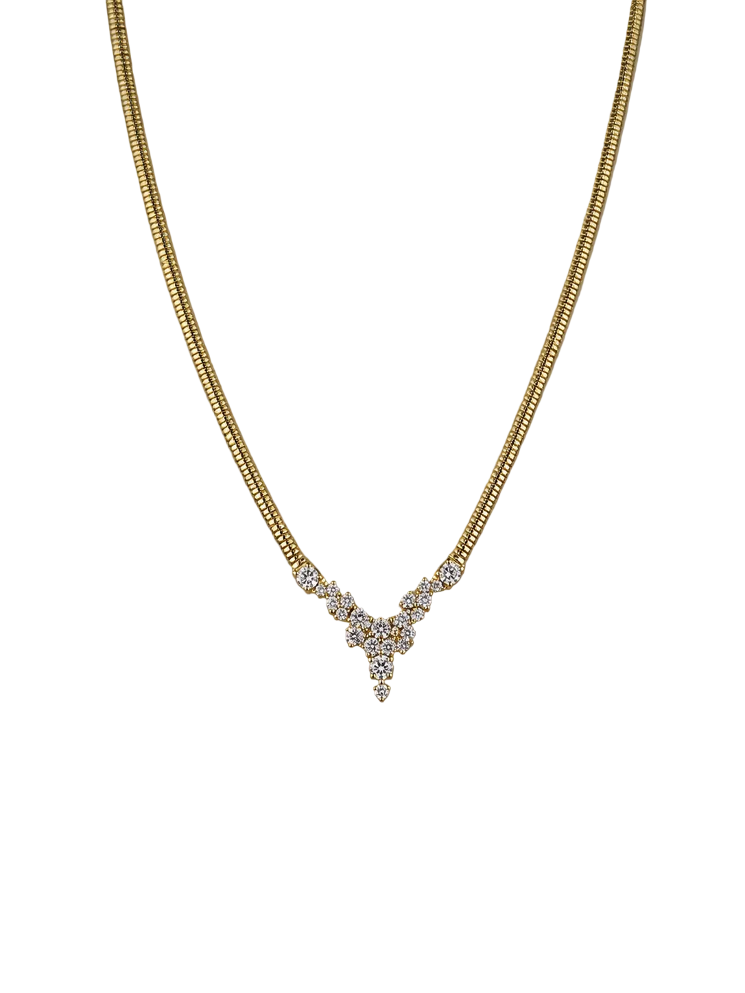 Yellow Gold diamond waterfall necklace