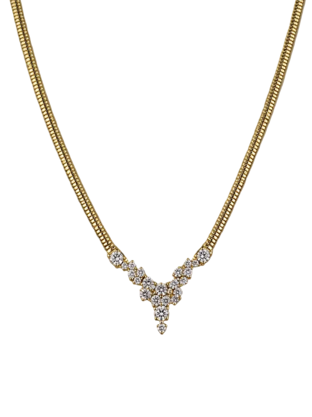 Yellow Gold Diamond Waterfall Necklace