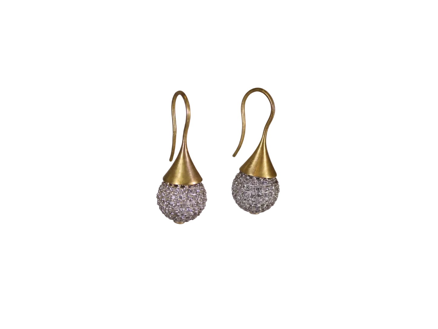 gold pave diamond ball earring