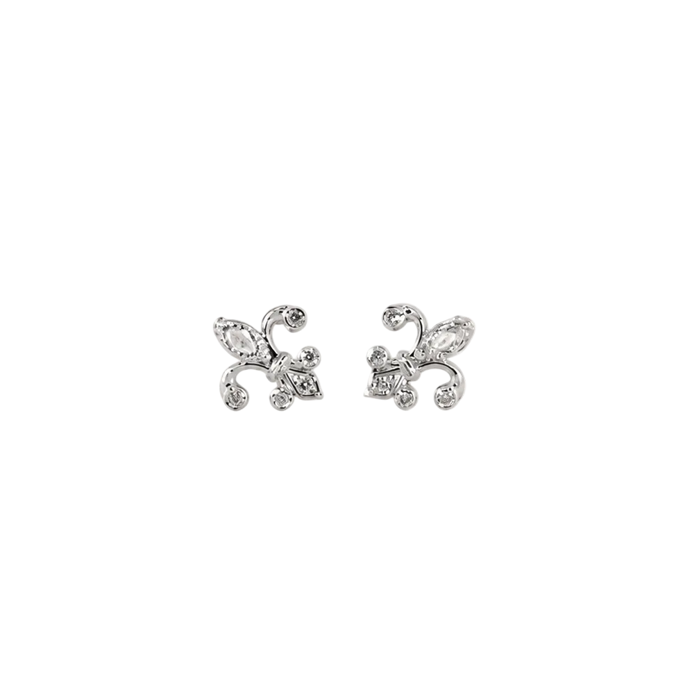 Fleur-De-Lis White Gold Diamond Studs