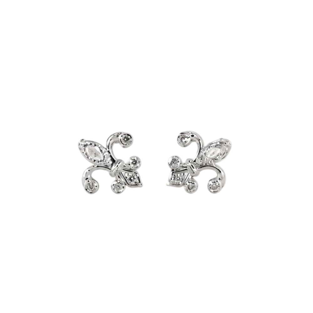 Fleur-De-Lis White Gold Diamond Studs