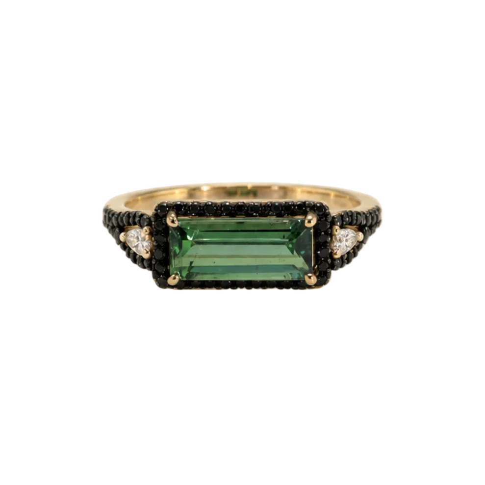 Green Tourmaline Yellow Gold Ring