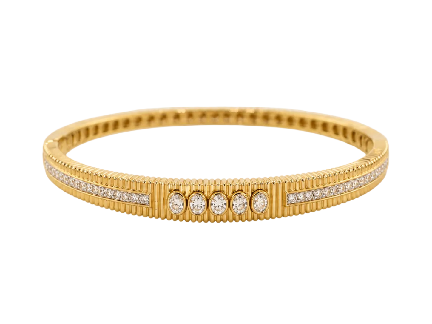 Textured Gold diamond bangle