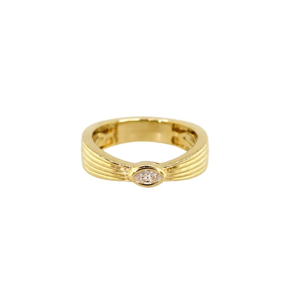 Gold Reverse Tapered Textured Diamond Ring
