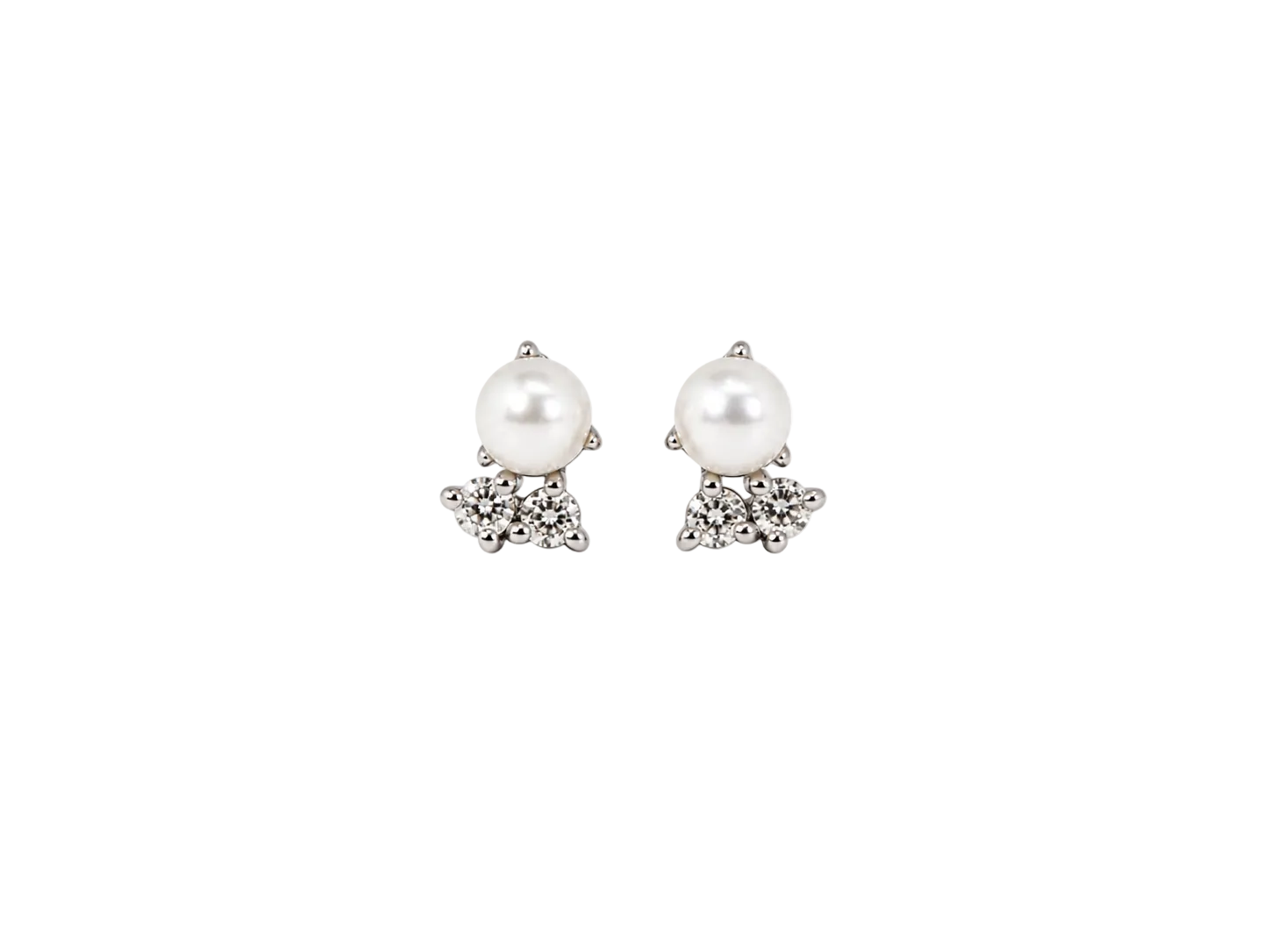 Pearl and Diamond Silver Studs