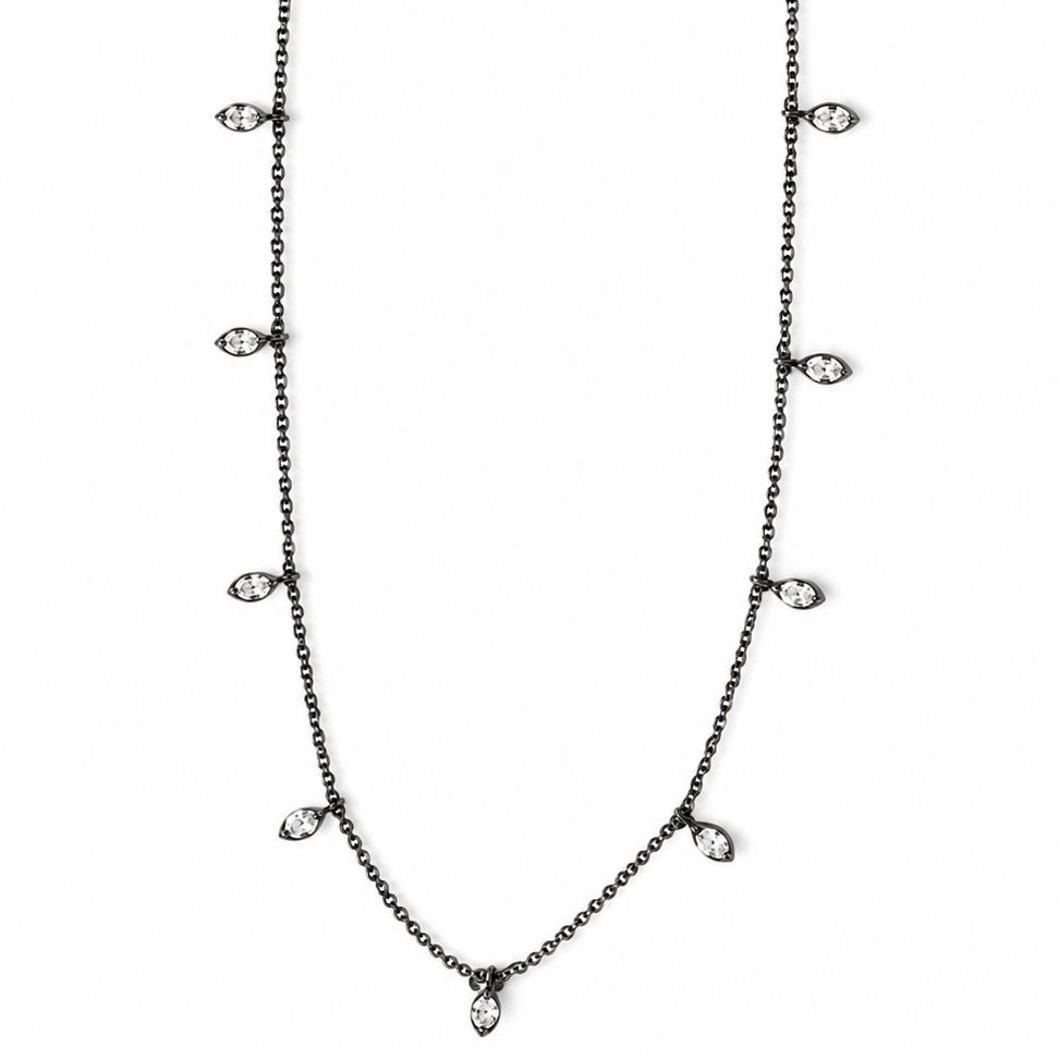 Black Rhodium Plated Diamond Dangle Necklace