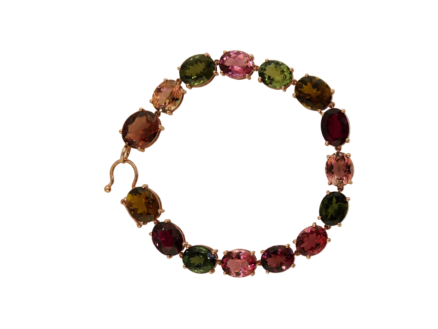 Multicolored sapphire rose gold bracelet