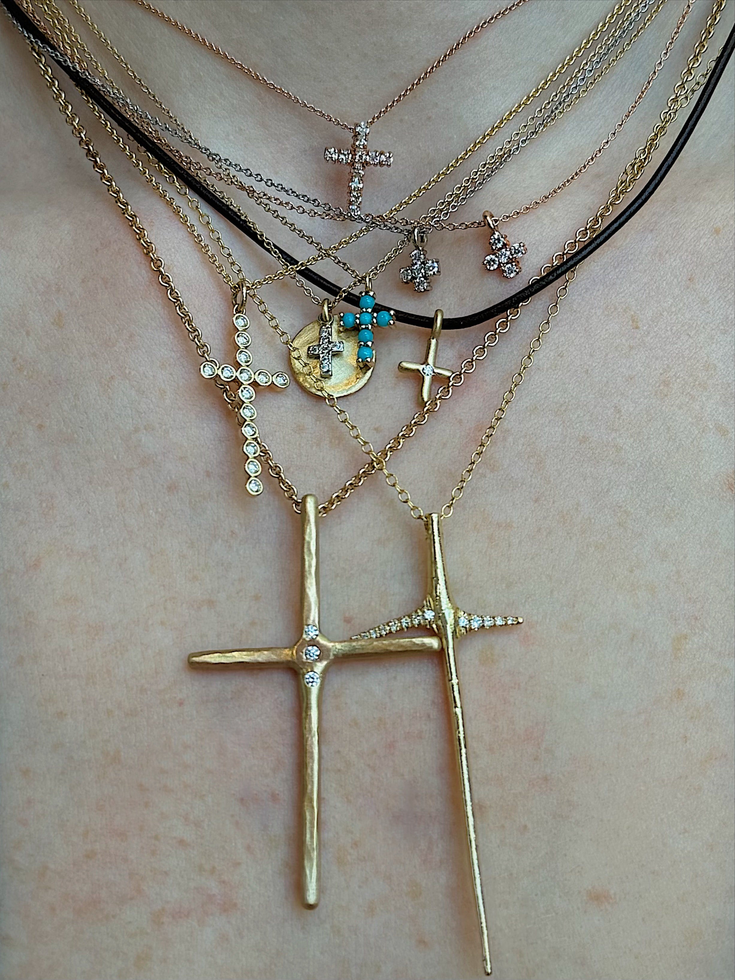 Bezel Set Diamond Cross Necklace