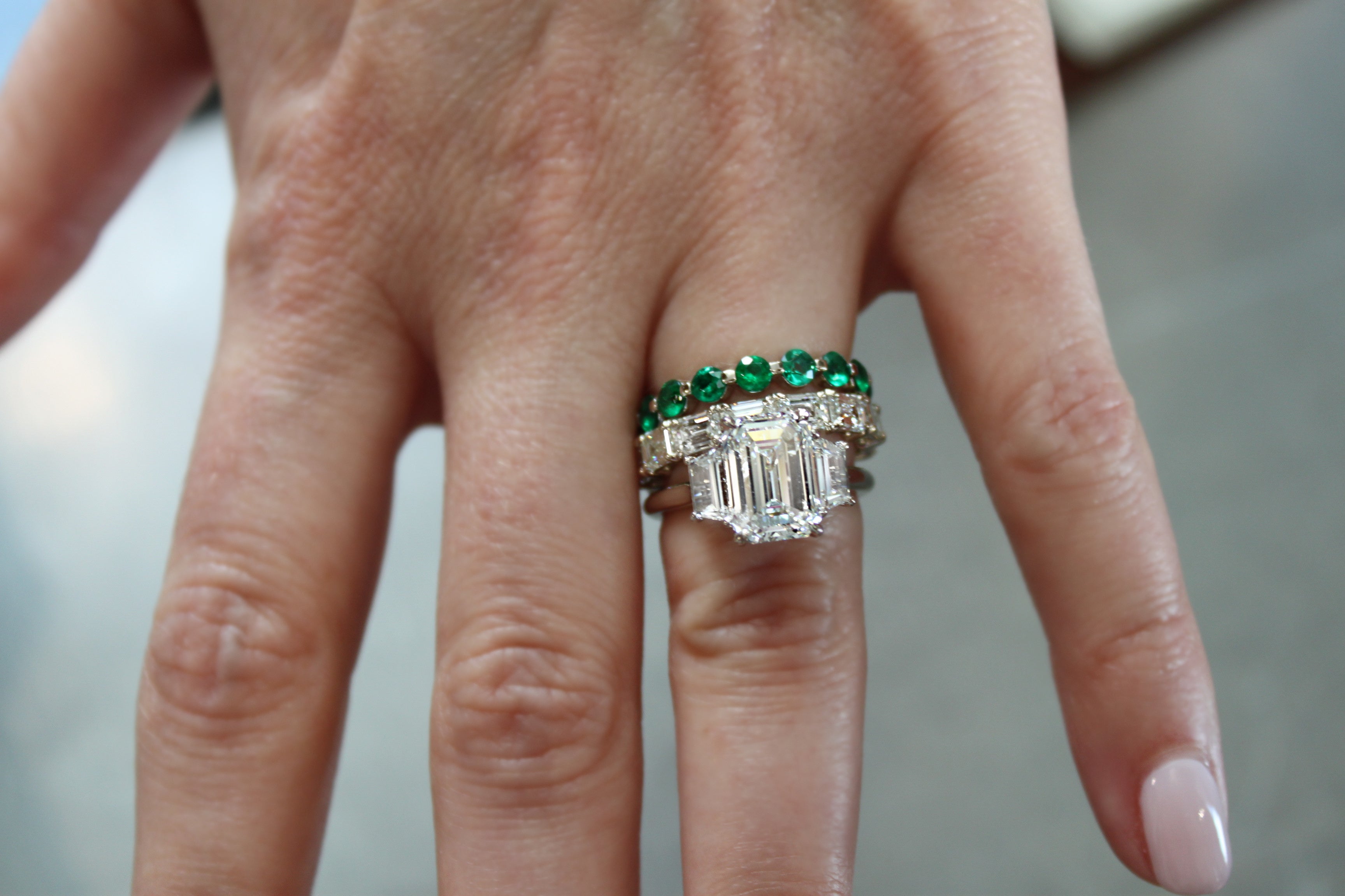 Trio Baguette Diamond Engagement Ring