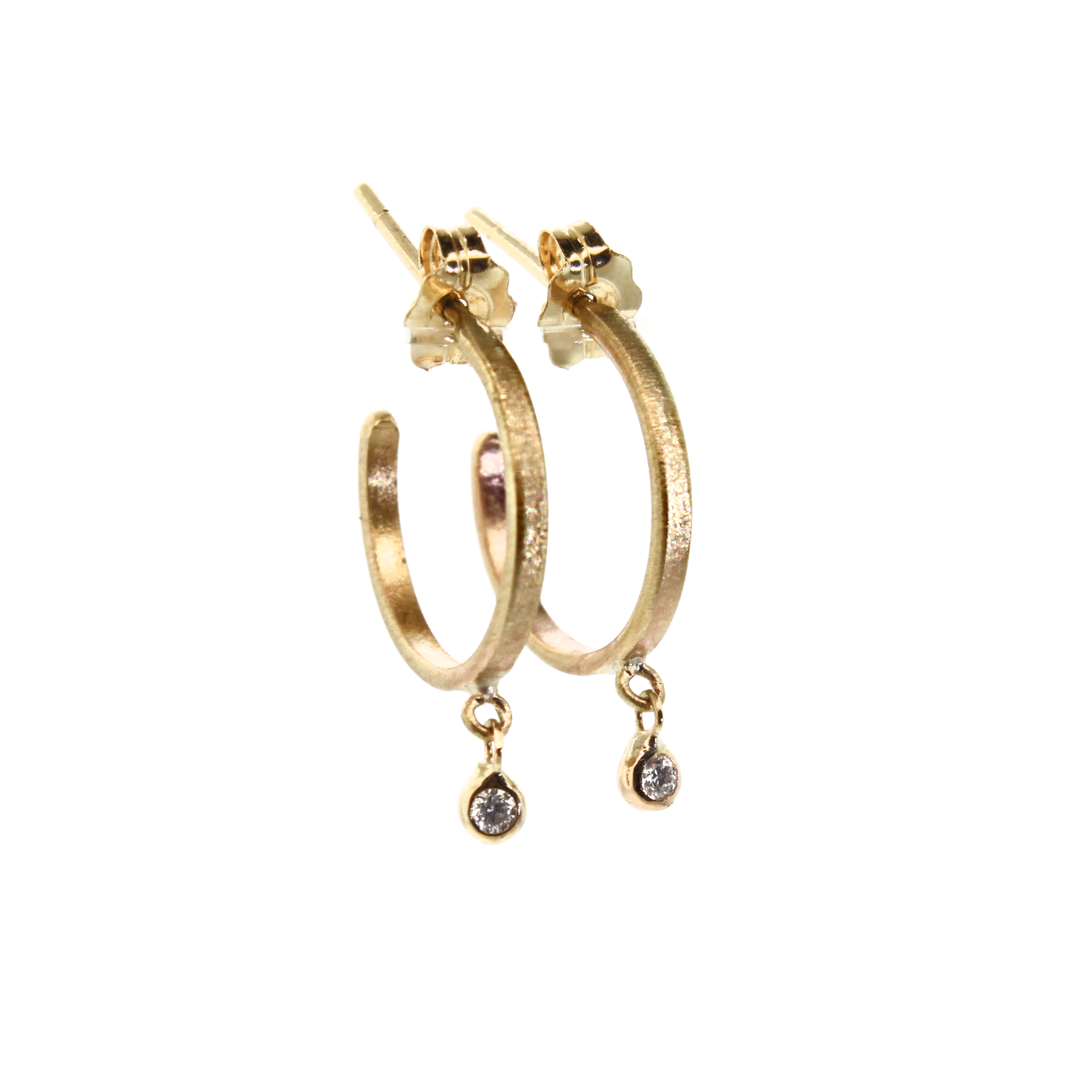 Gold and Diamond matte Hoops