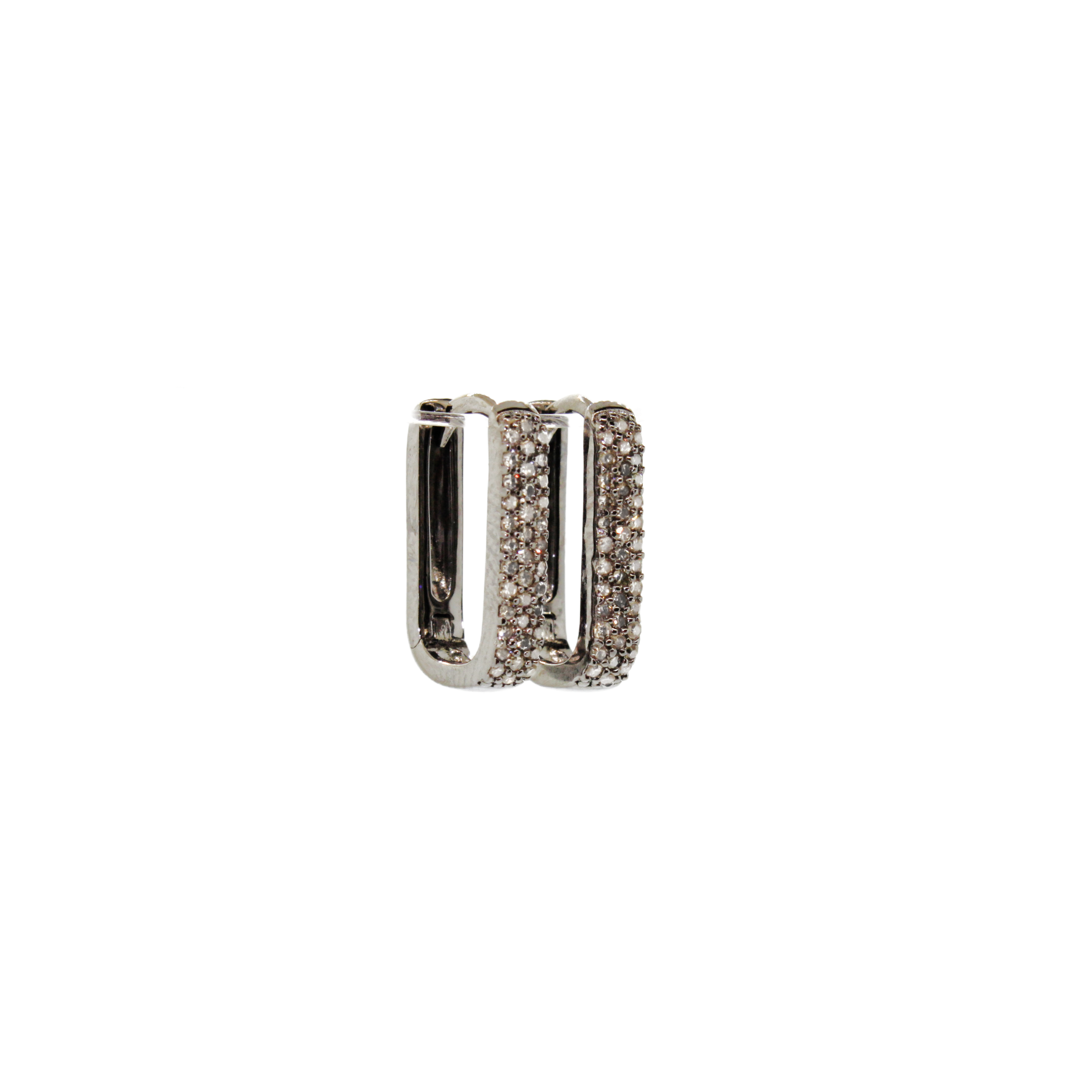 Clustered Diamond U shaped Huggie Earring