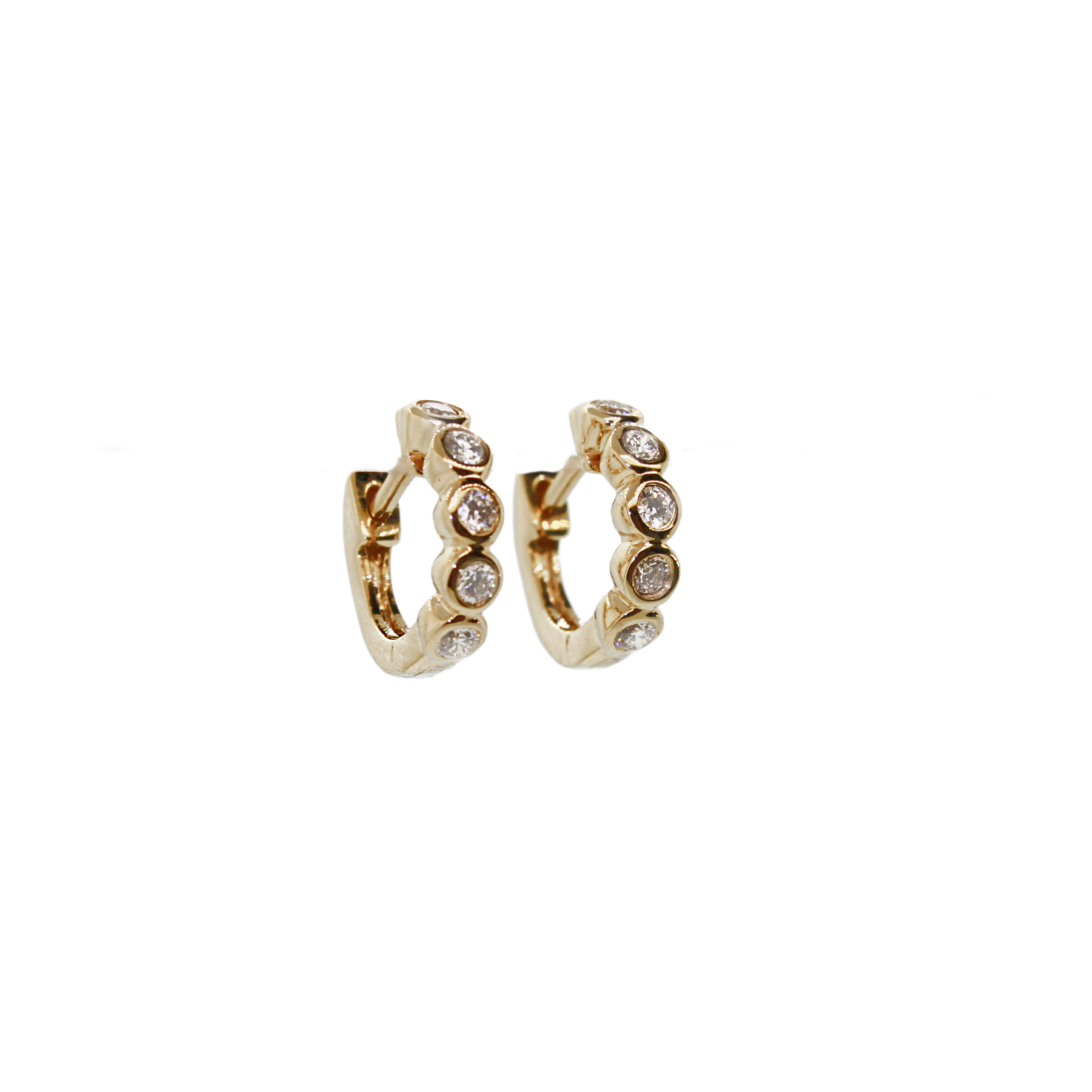 Bezel set diamond Huggie Earrings