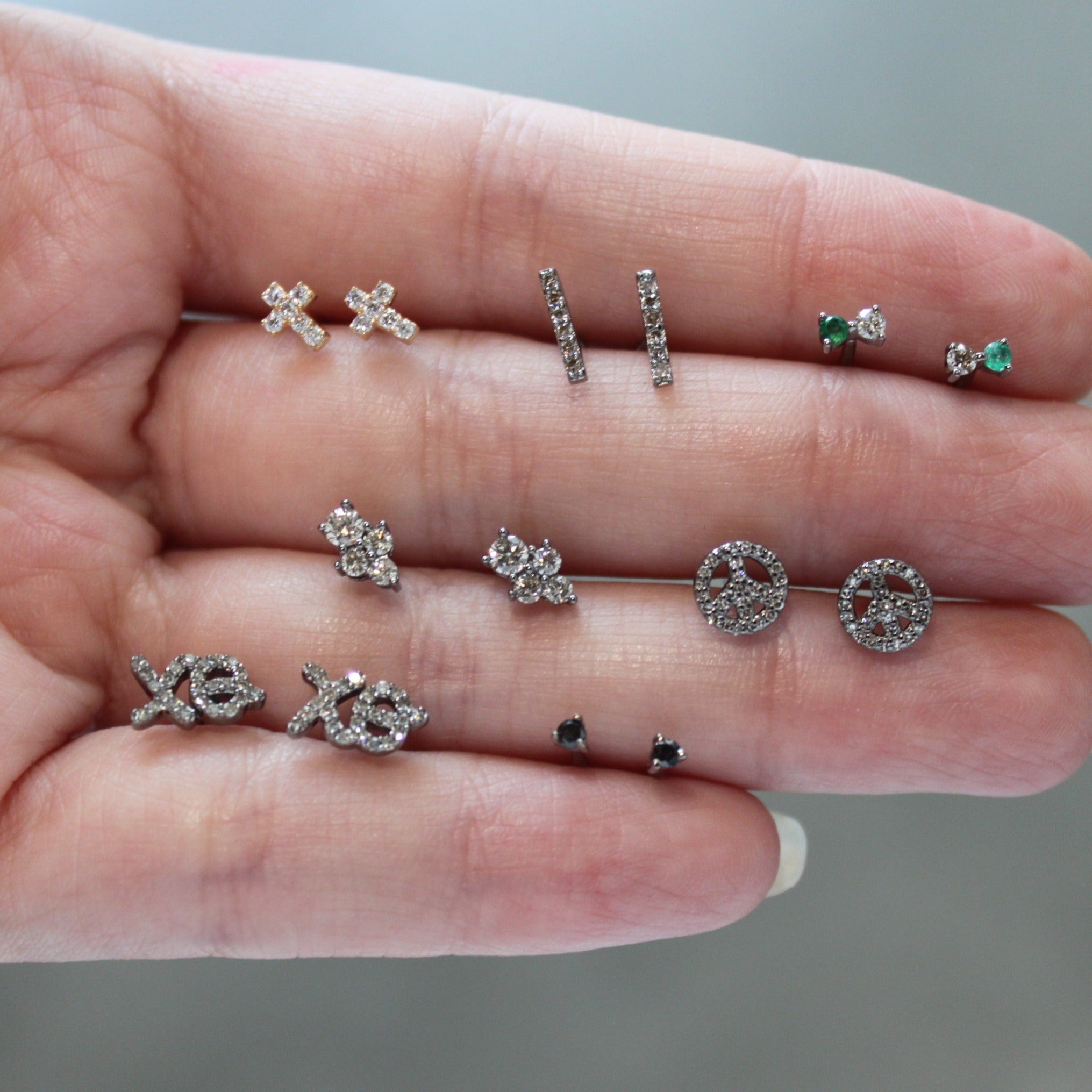 Gold Pave Diamond Cross Studs