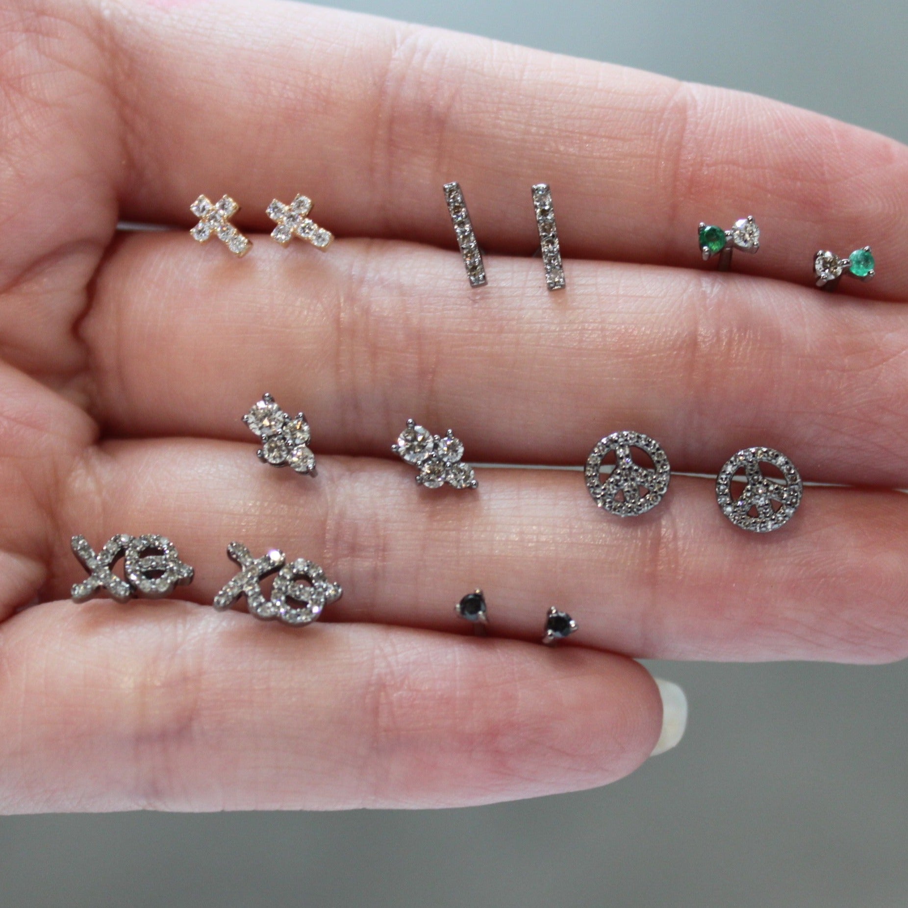 Silver Prong Set Black Diamond Studs