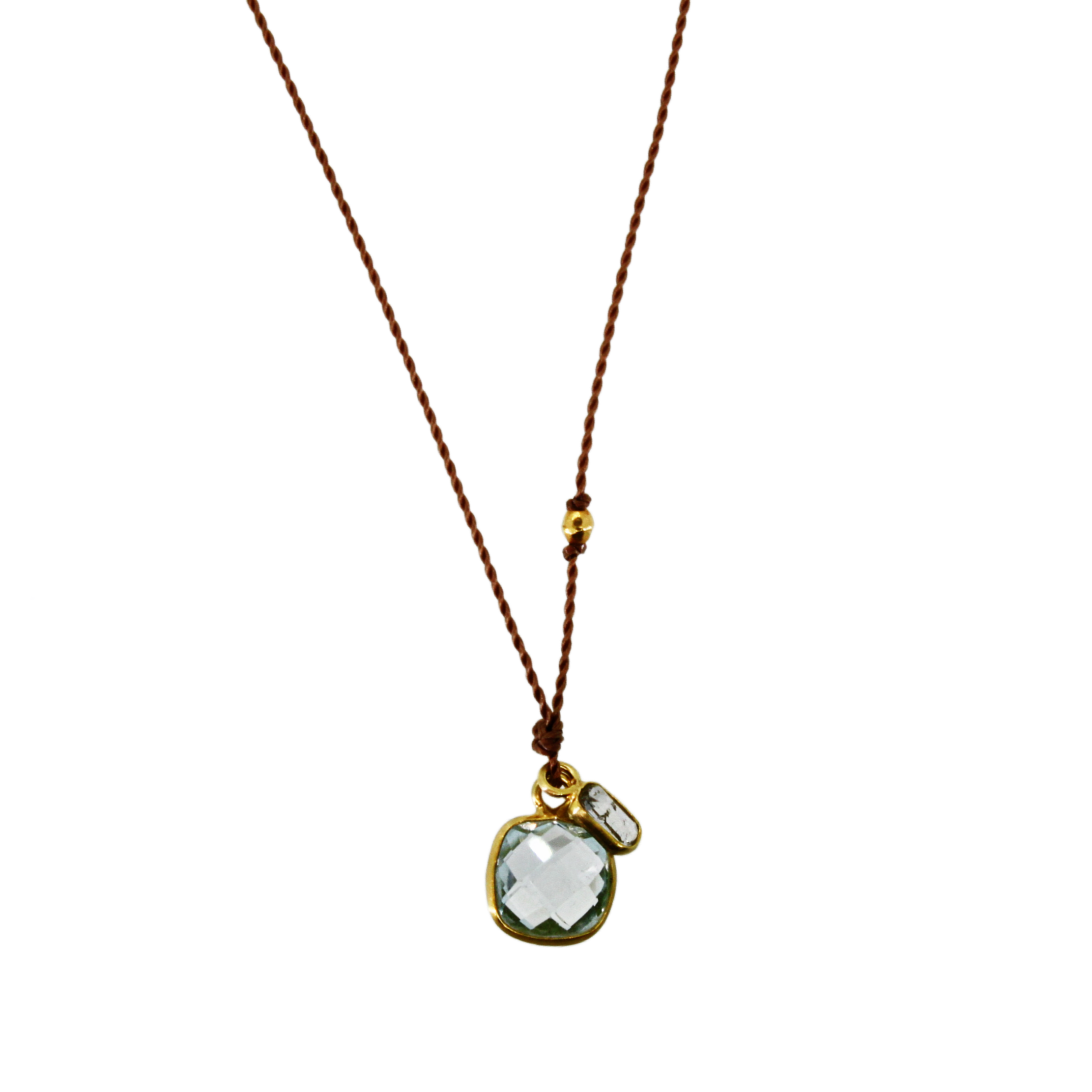 Blue Topaz with Diamond Baguette Necklace