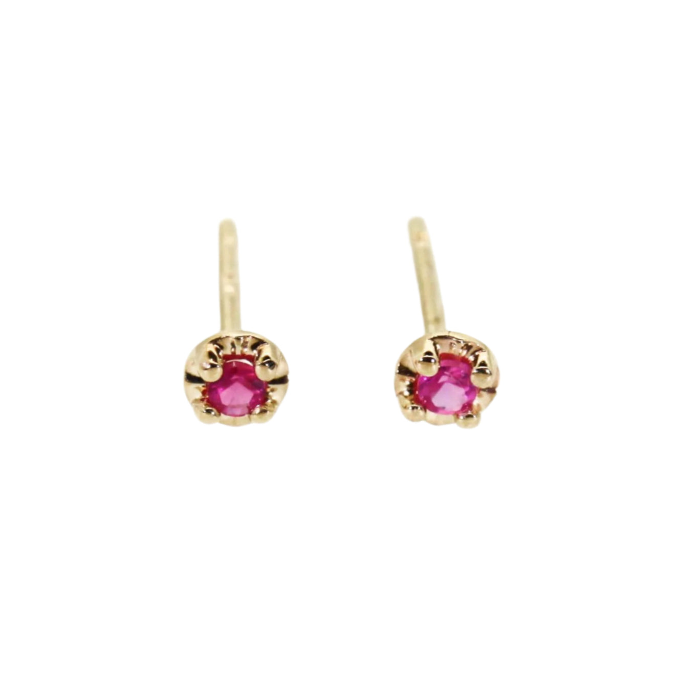 Tiny Ruby Prong Studs