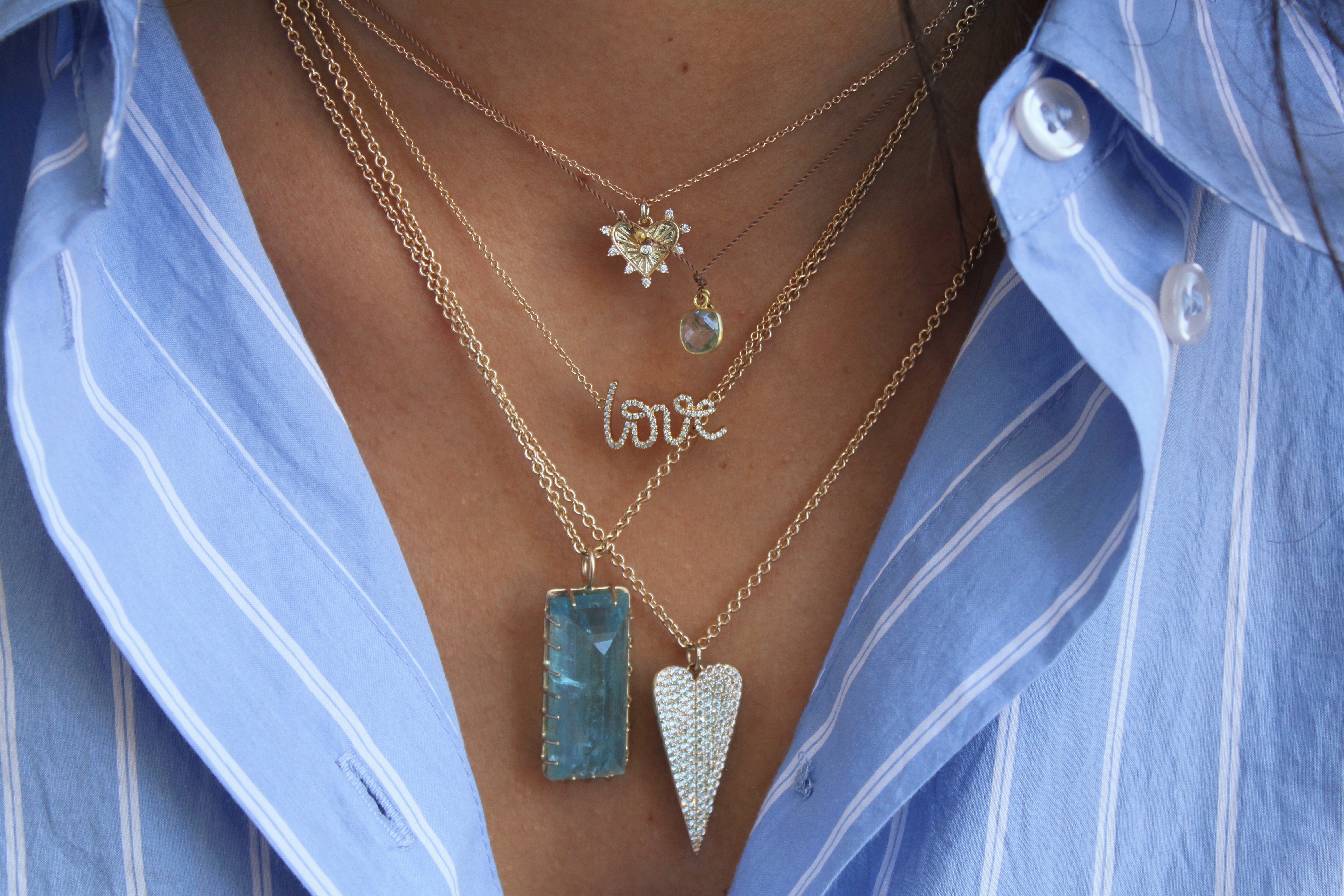Diamond Heart Prong Necklace