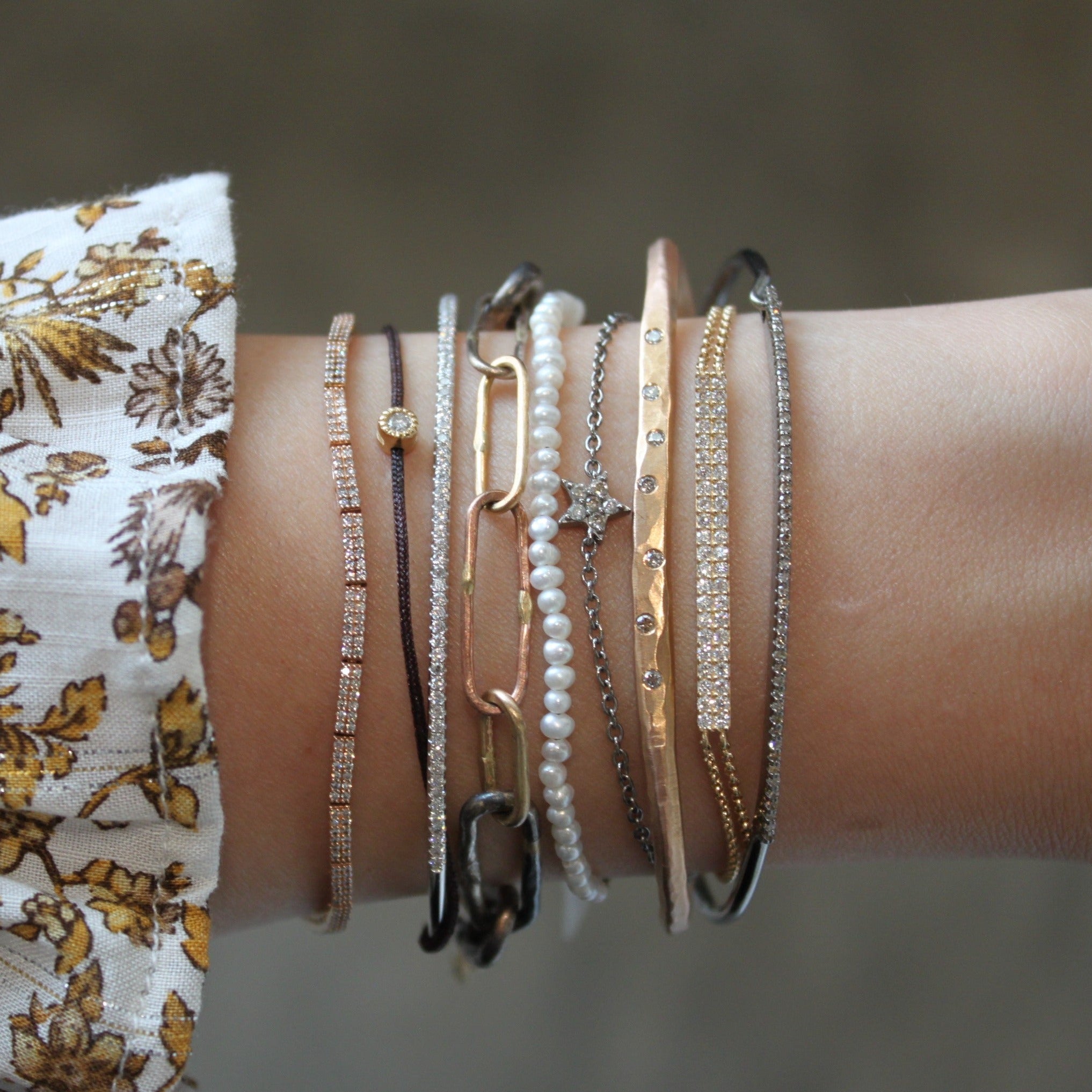 Organic Textured & Diamond Cuff Bracelet