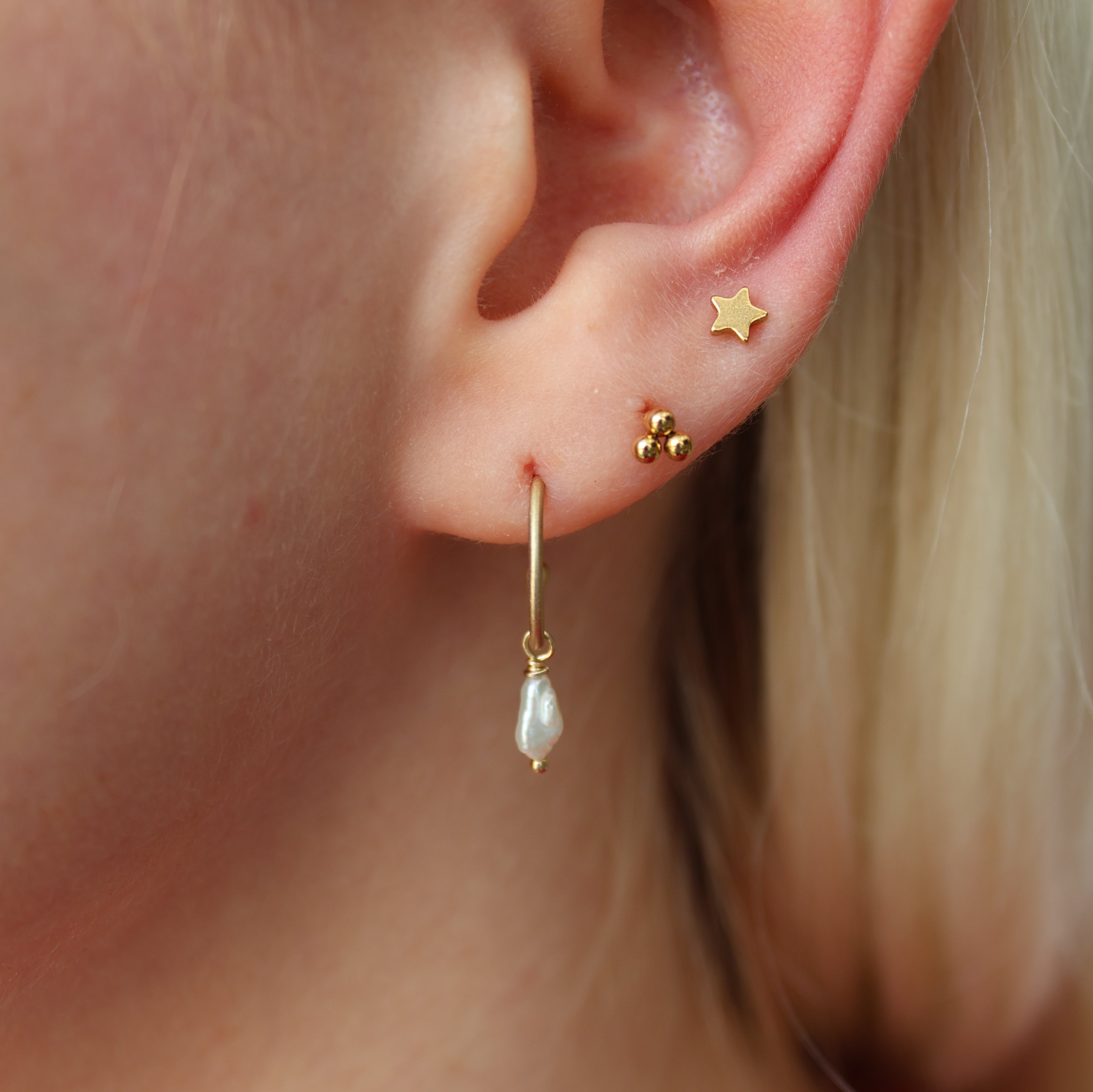 Biwa Pearl Dangle Hoops