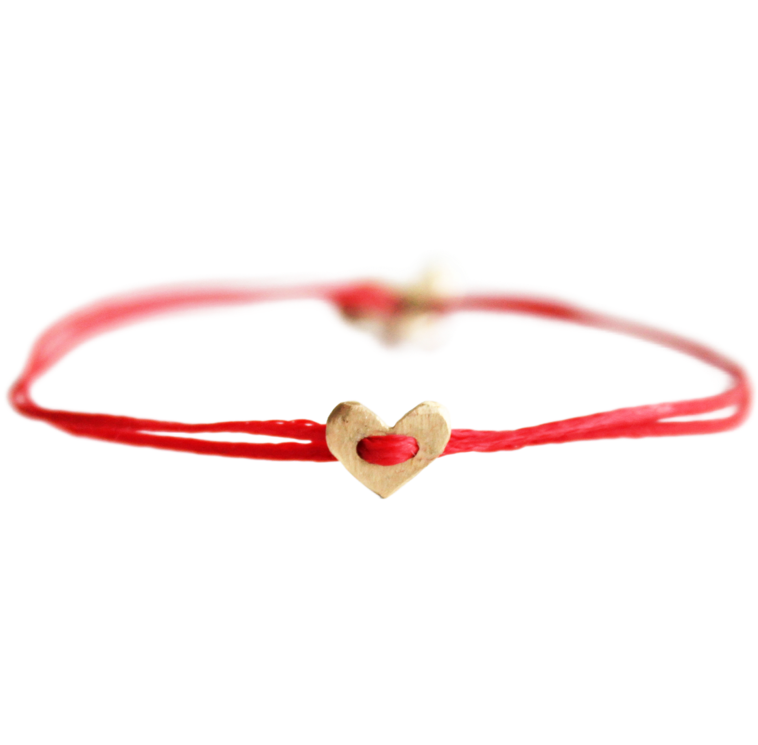 gold heart red thread bracelet