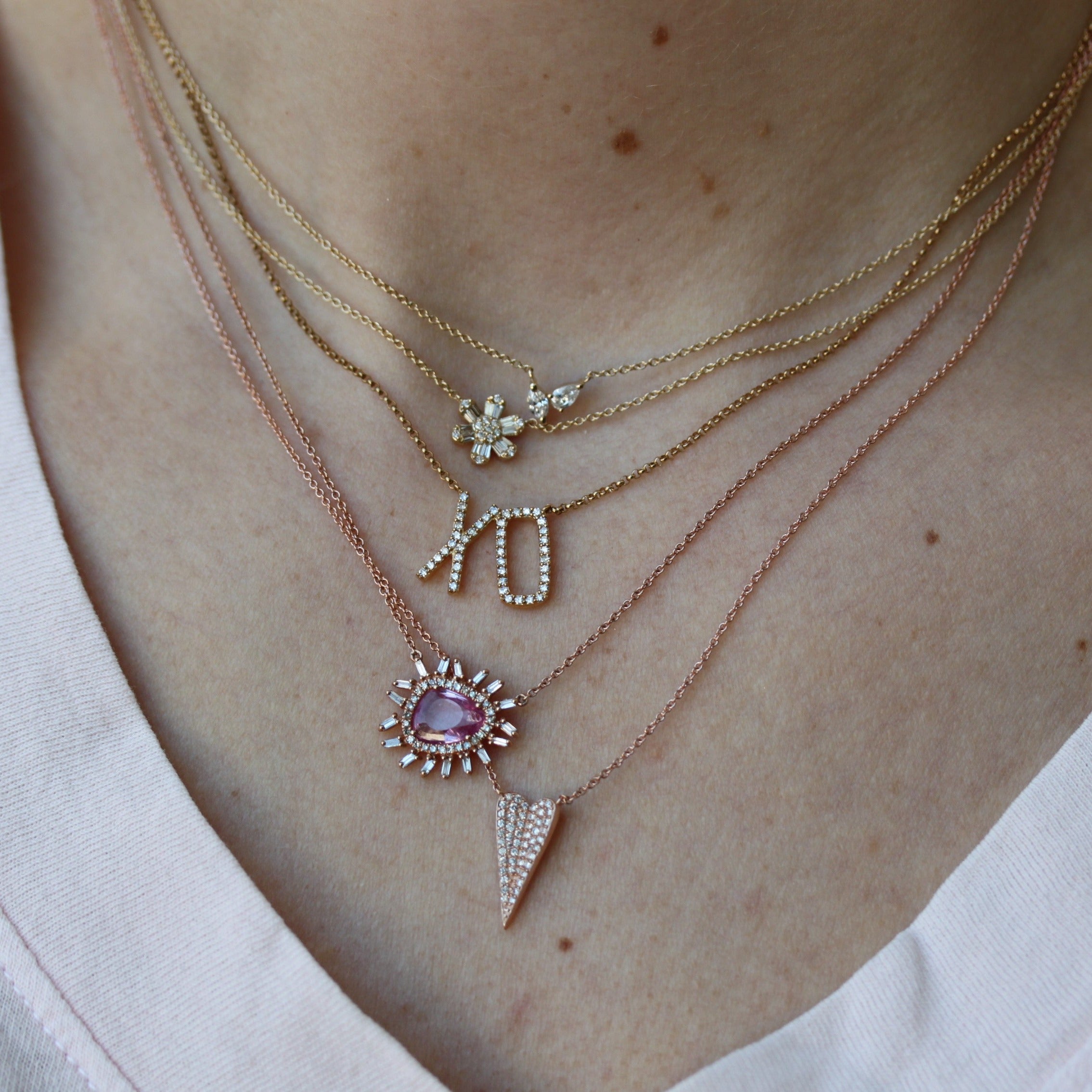 Pave Diamond XO Modern Necklace