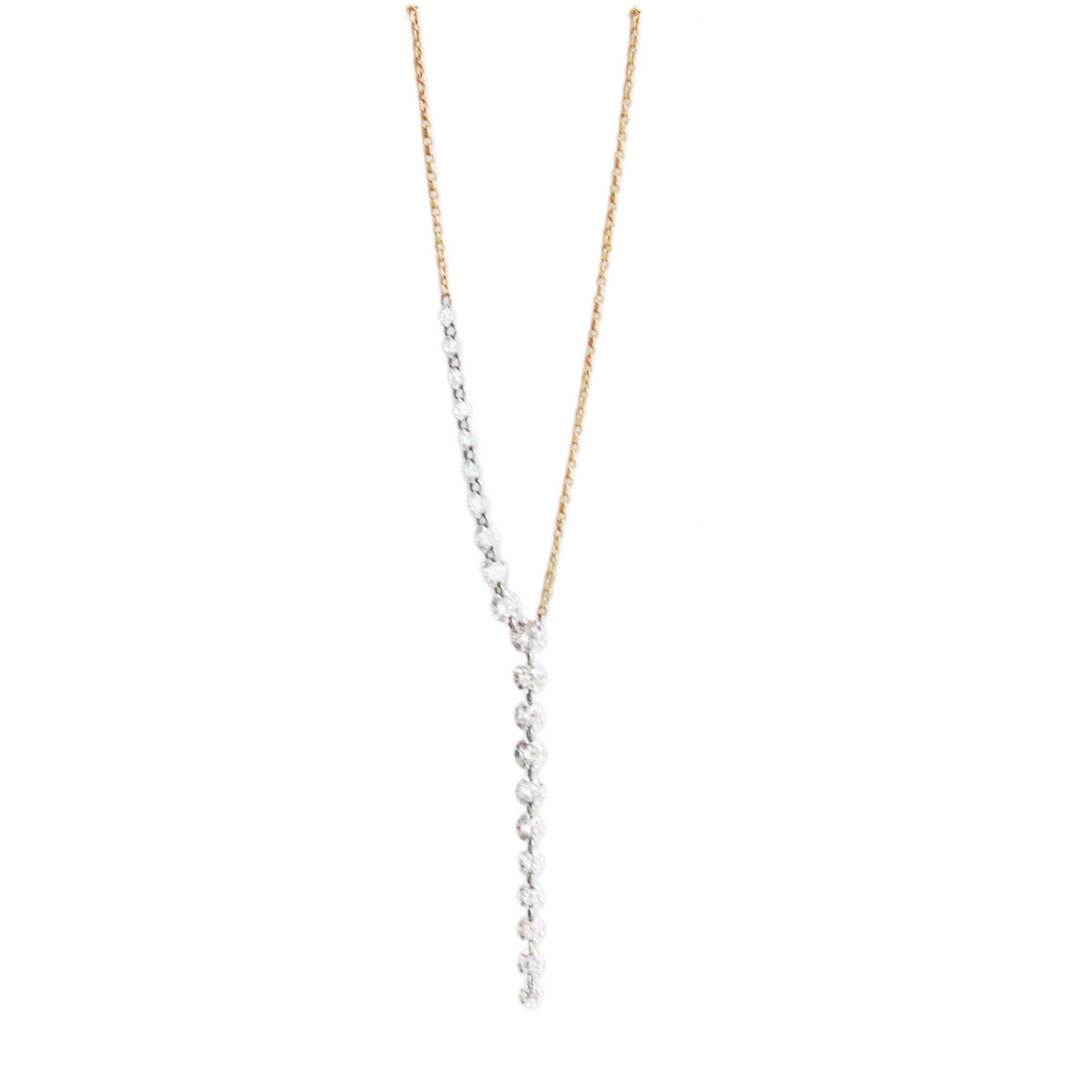 Gold and Drilled Diamond Strand Necklace