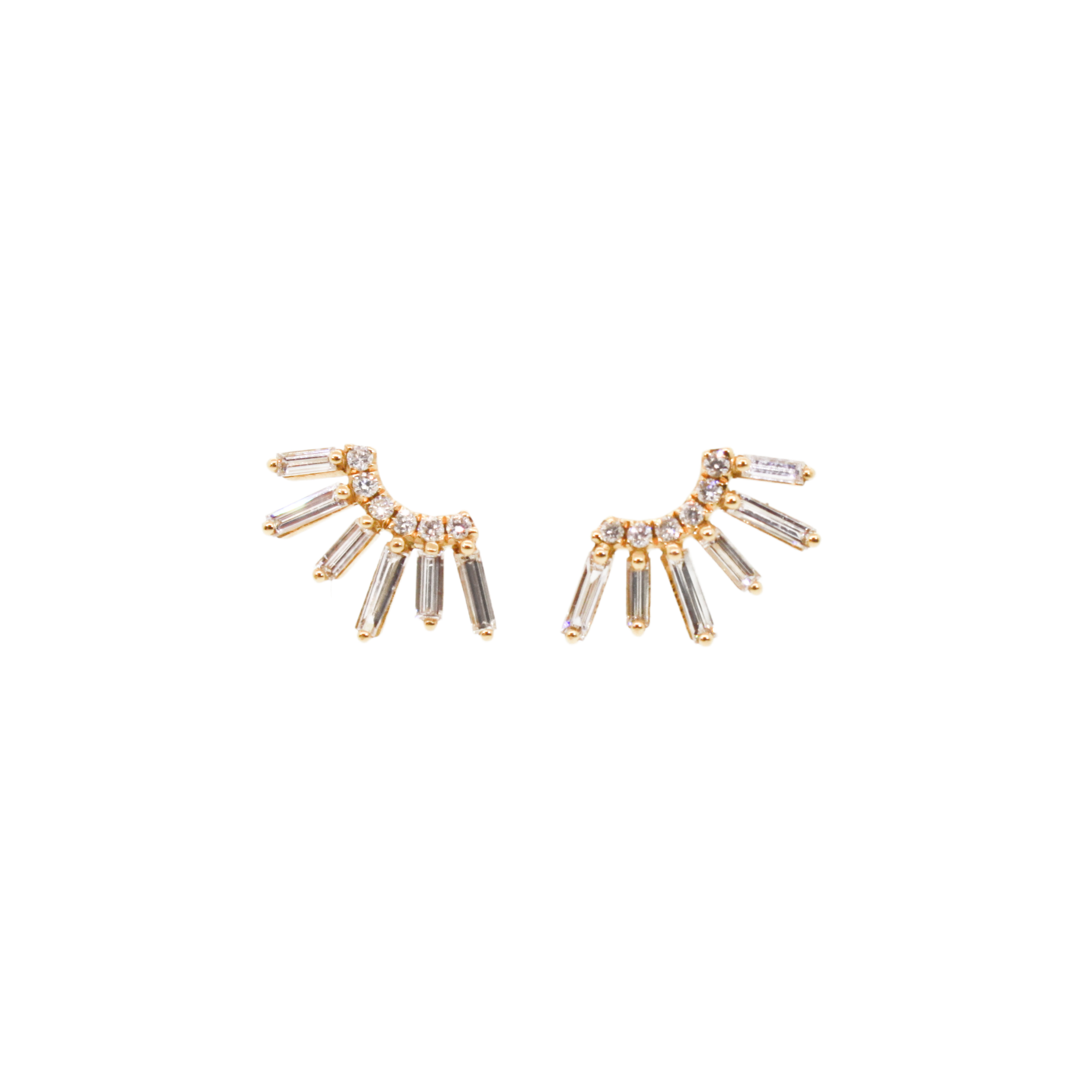 Gold & Diamond Feather Studs