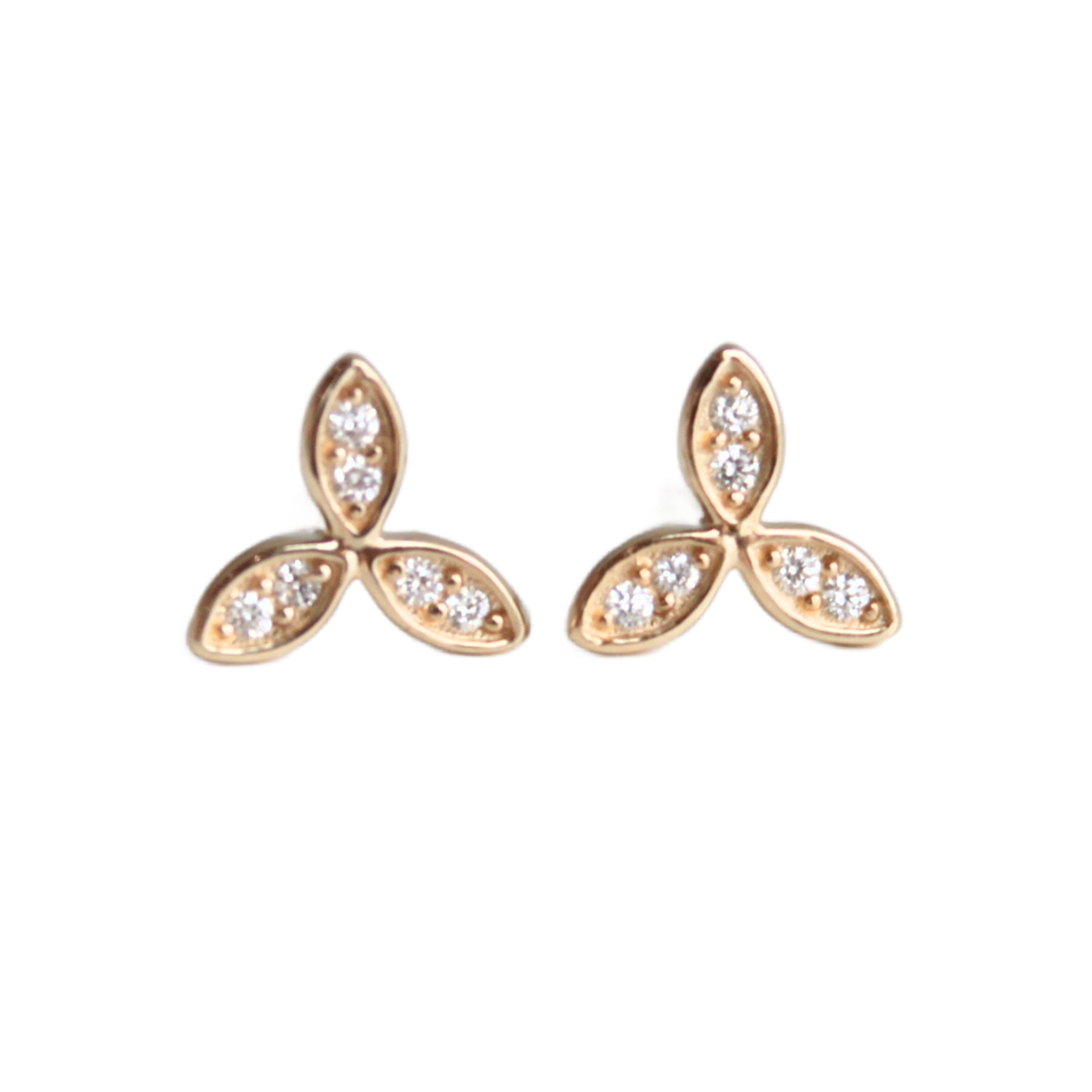 Diamond Trio Flower Stud Earrings