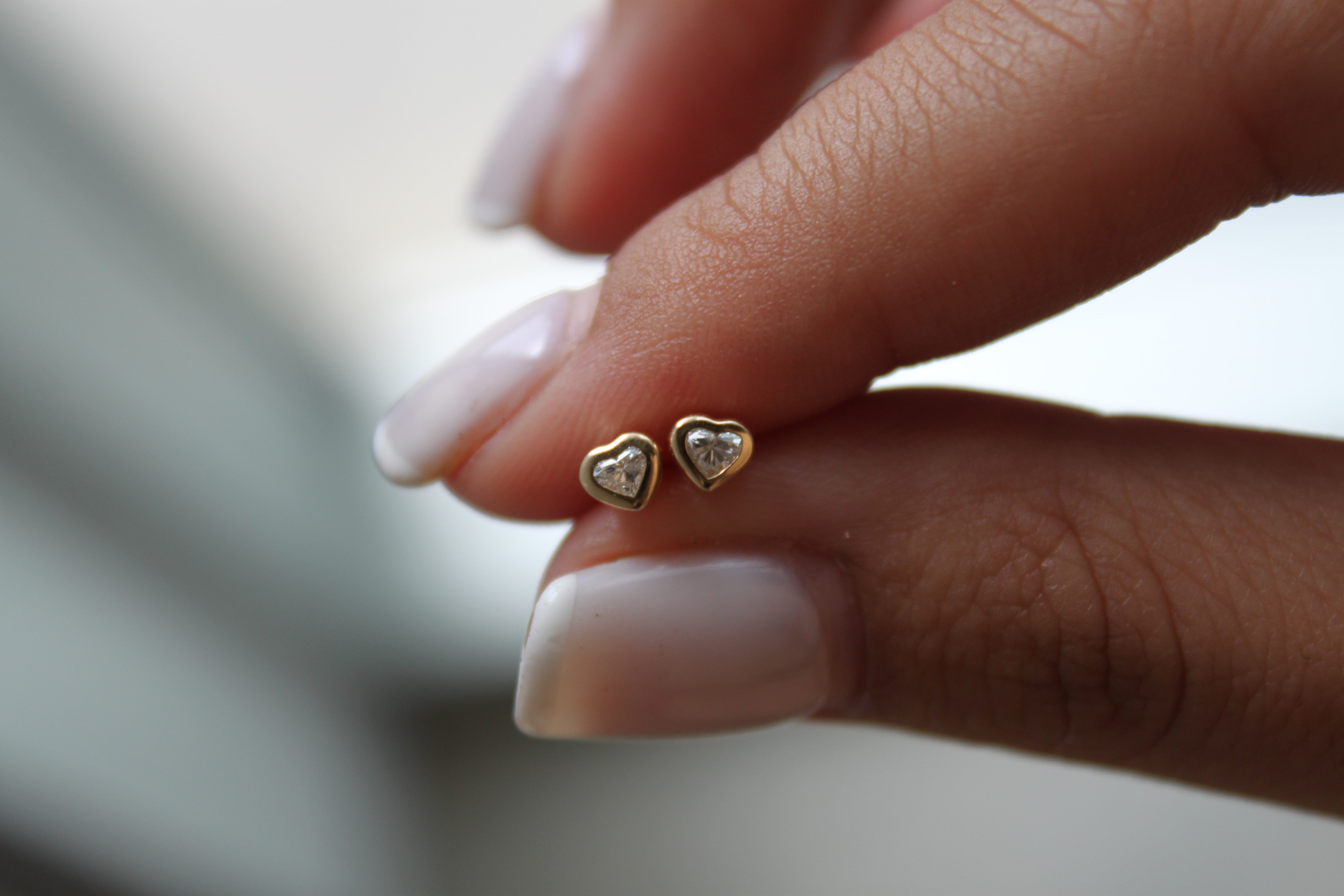 Diamond Heart Stud Earrings