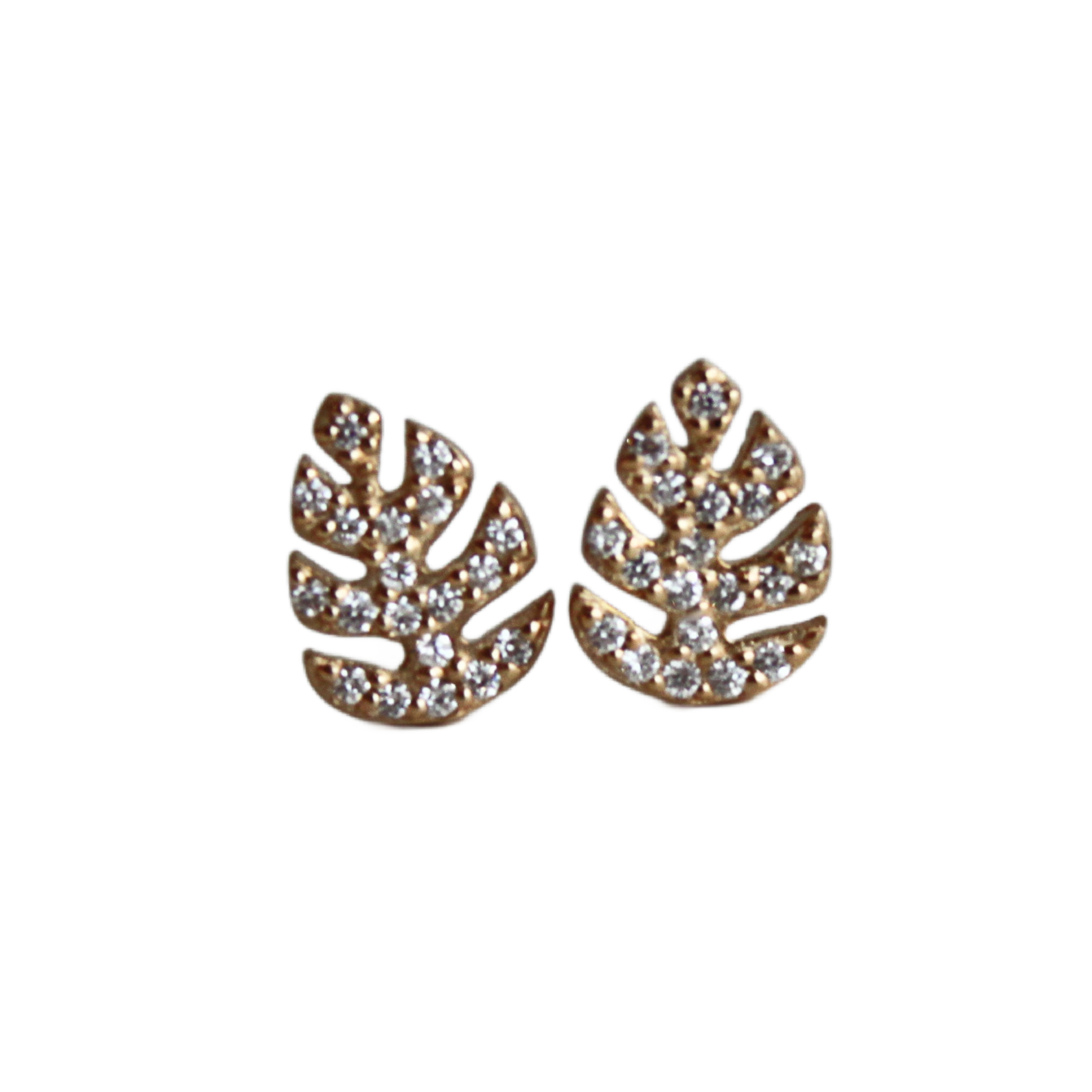 Diamond Leaf Stud Earrings