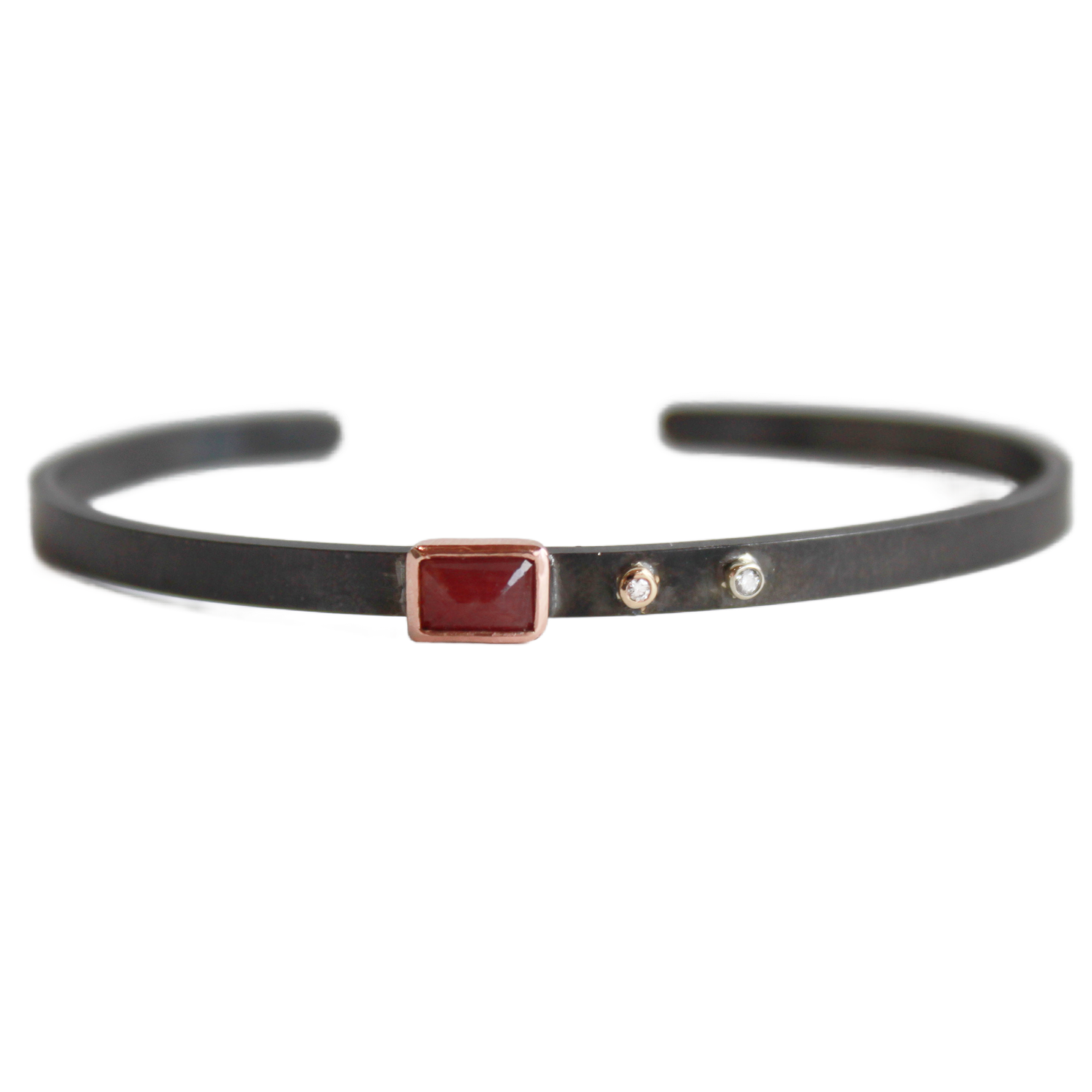 Ruby & Diamond Rhodium Plated Cuff