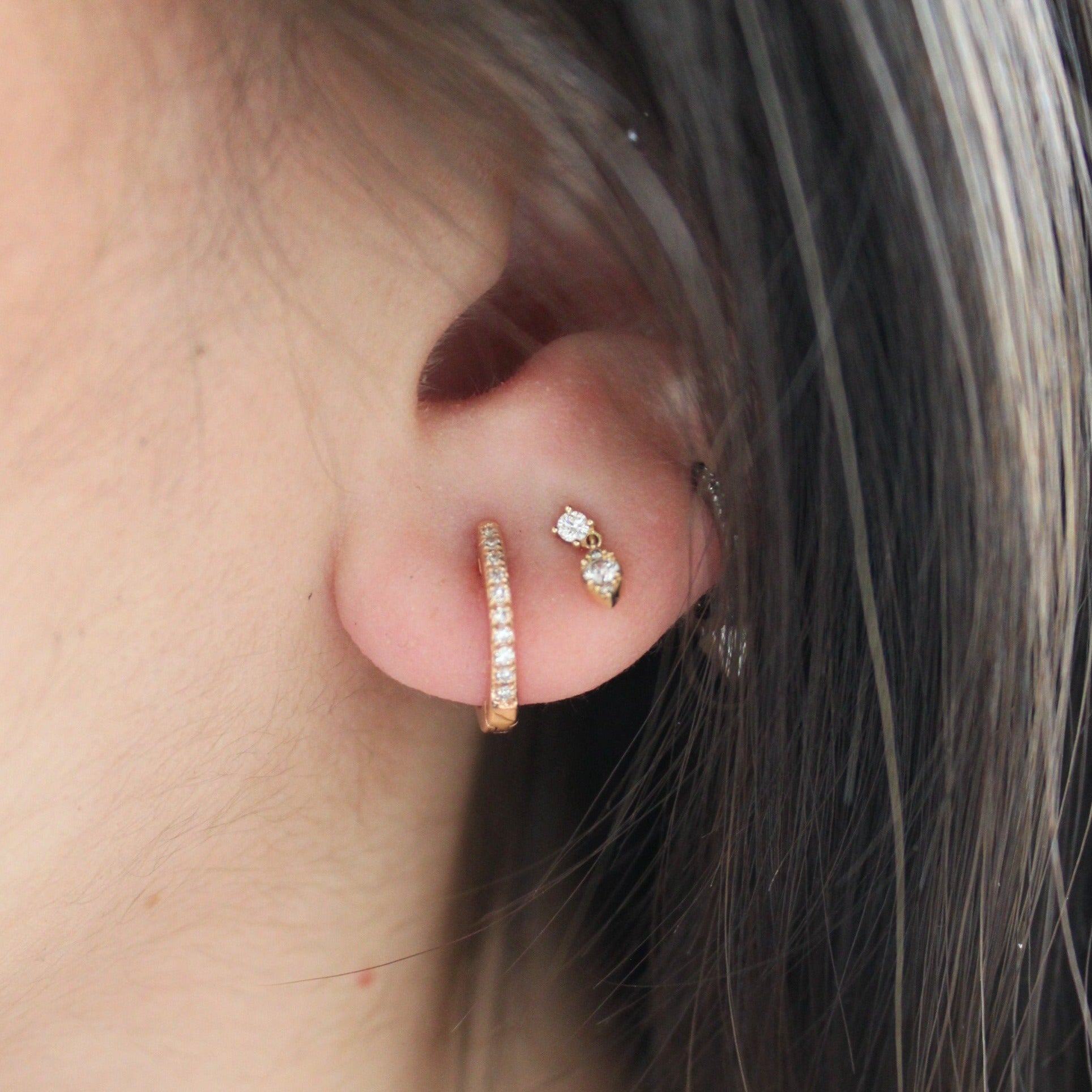 Dainty Dangle Diamond Drop Studs