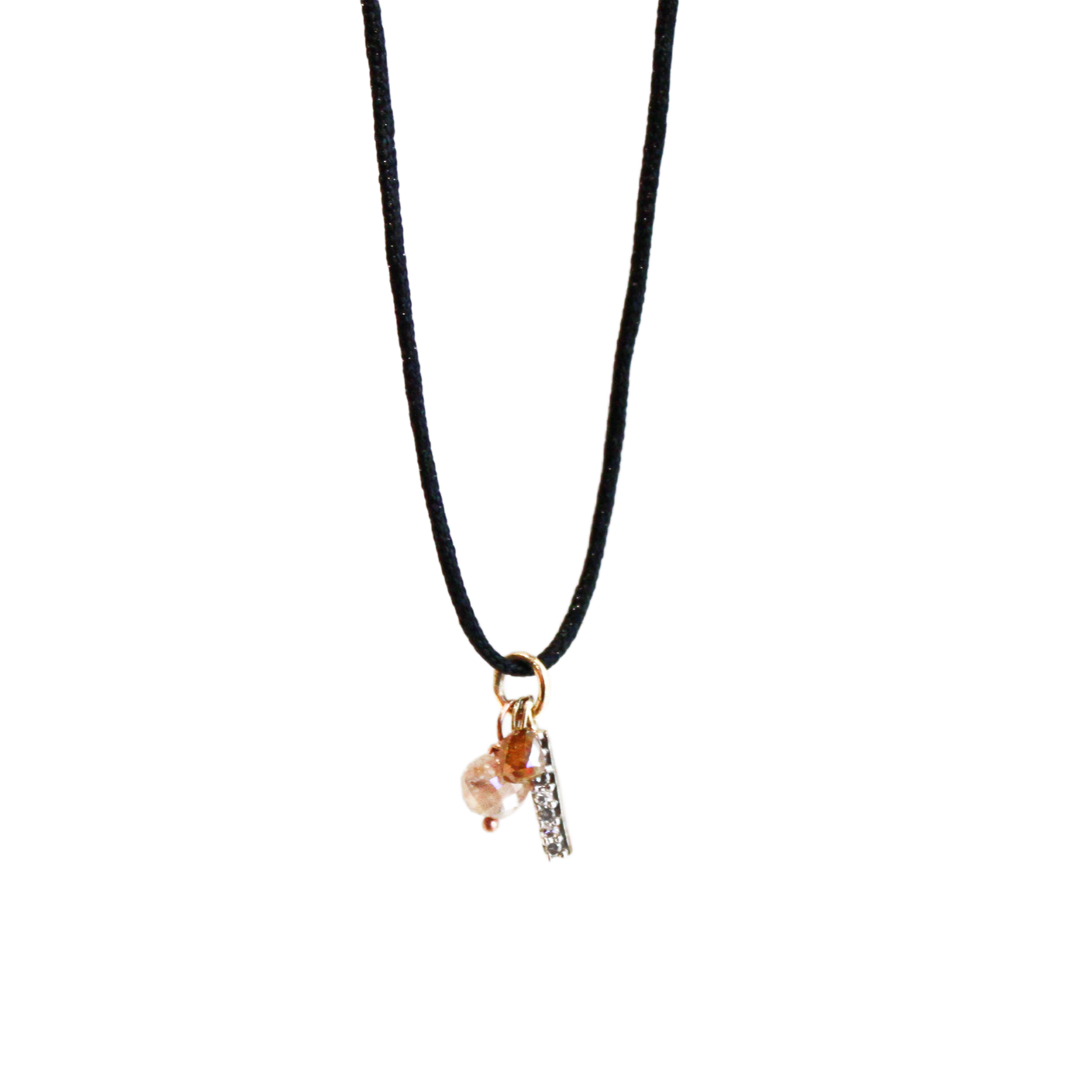 Small Diamond Bar & Dangles Macrame Necklace