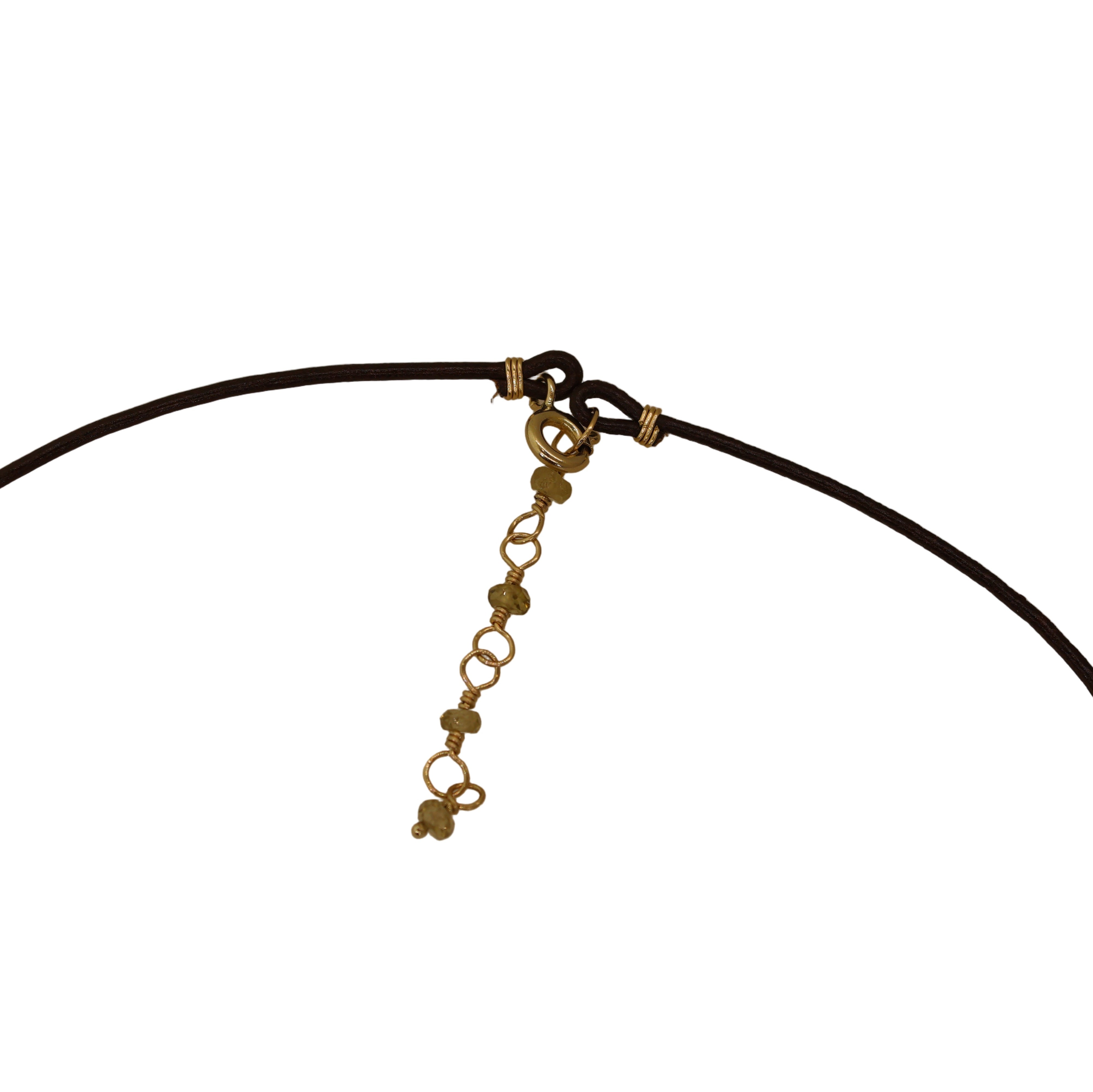 Yellow Diamond Dangle Leather Necklace