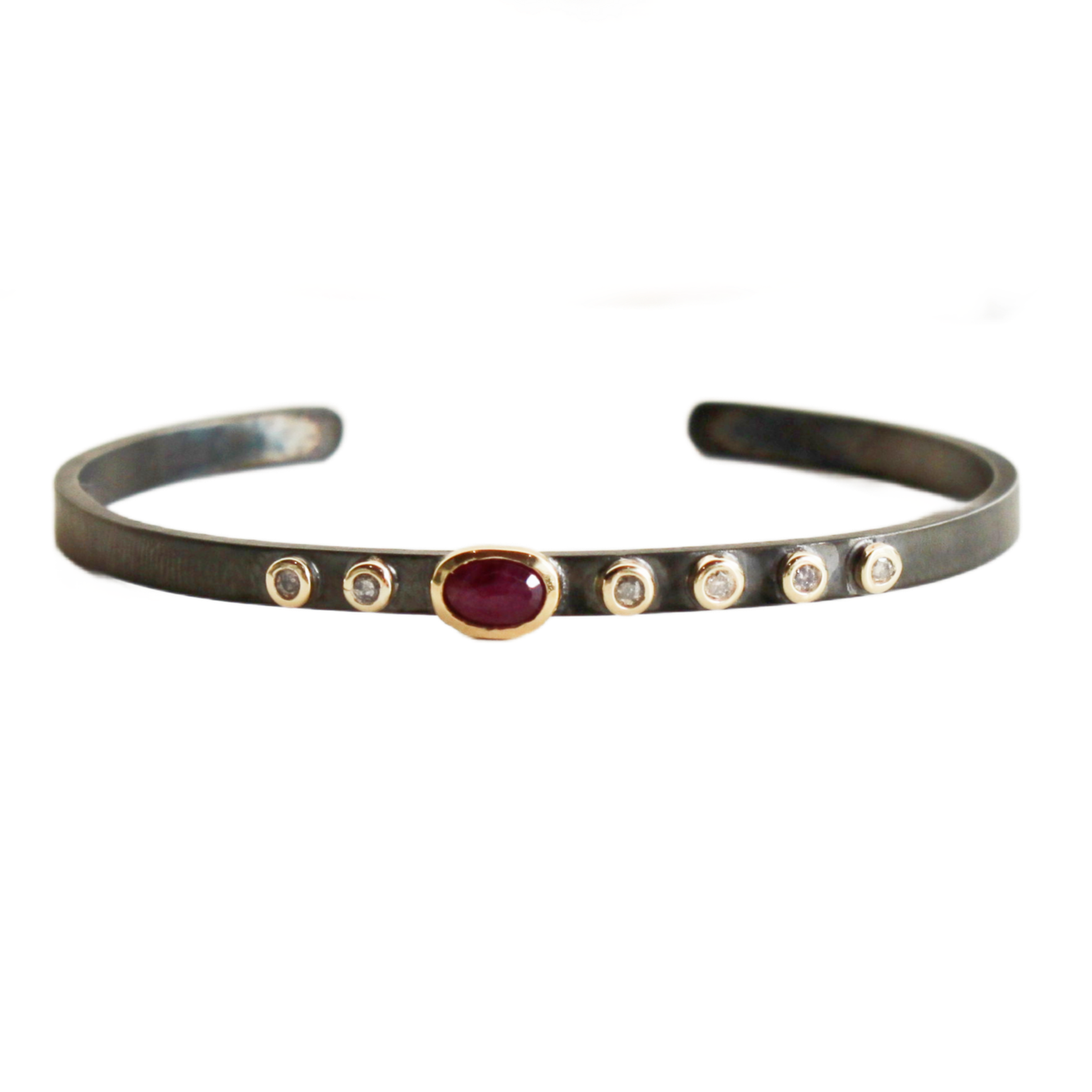 Ruby & Diamond Rhodium Cuff