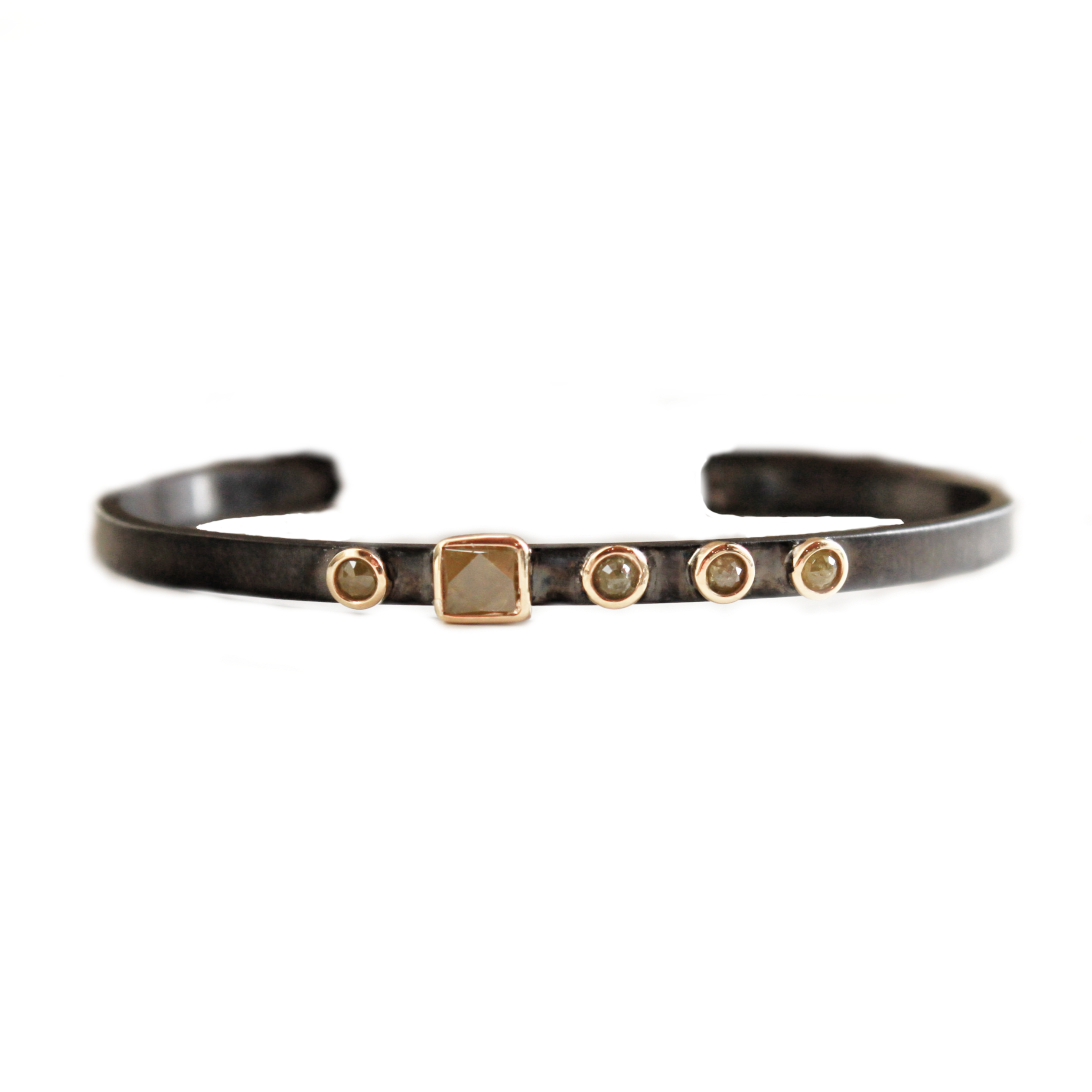 Yellow Diamond Rhodium Cuff