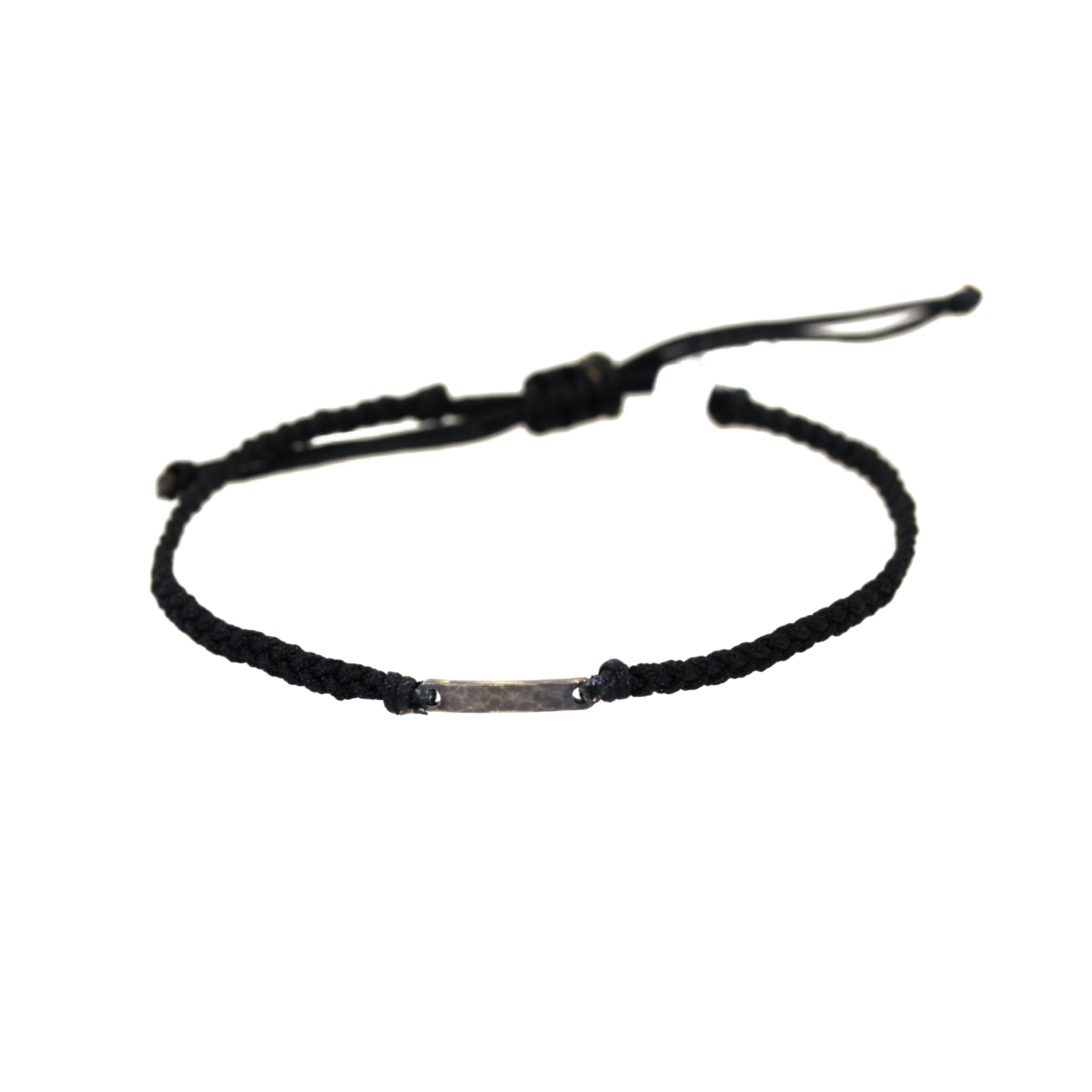 Silver Bar Black Macrame Bracelet