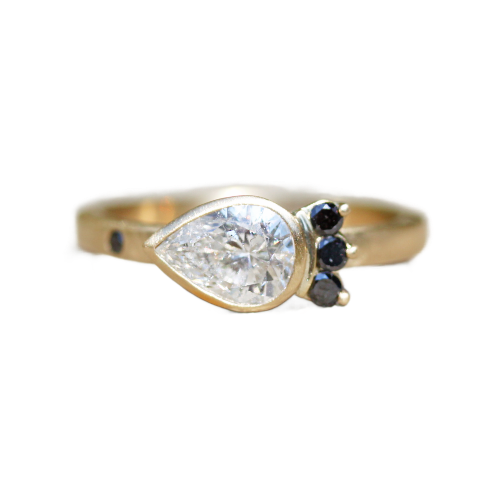 Sideways Pear Shape Raw Diamond Engagement Ring