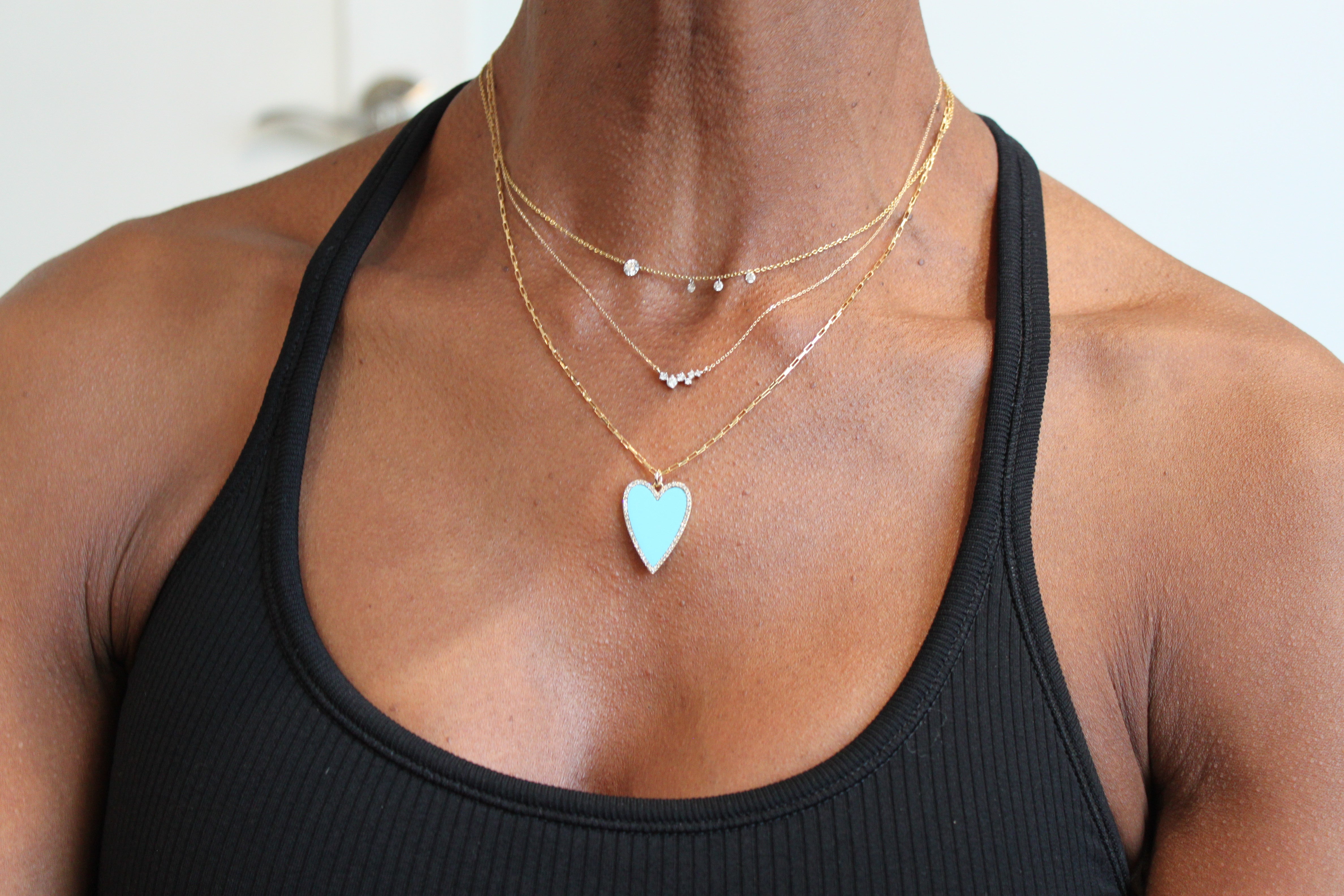 Large Turquoise Heart & Diamond Halo