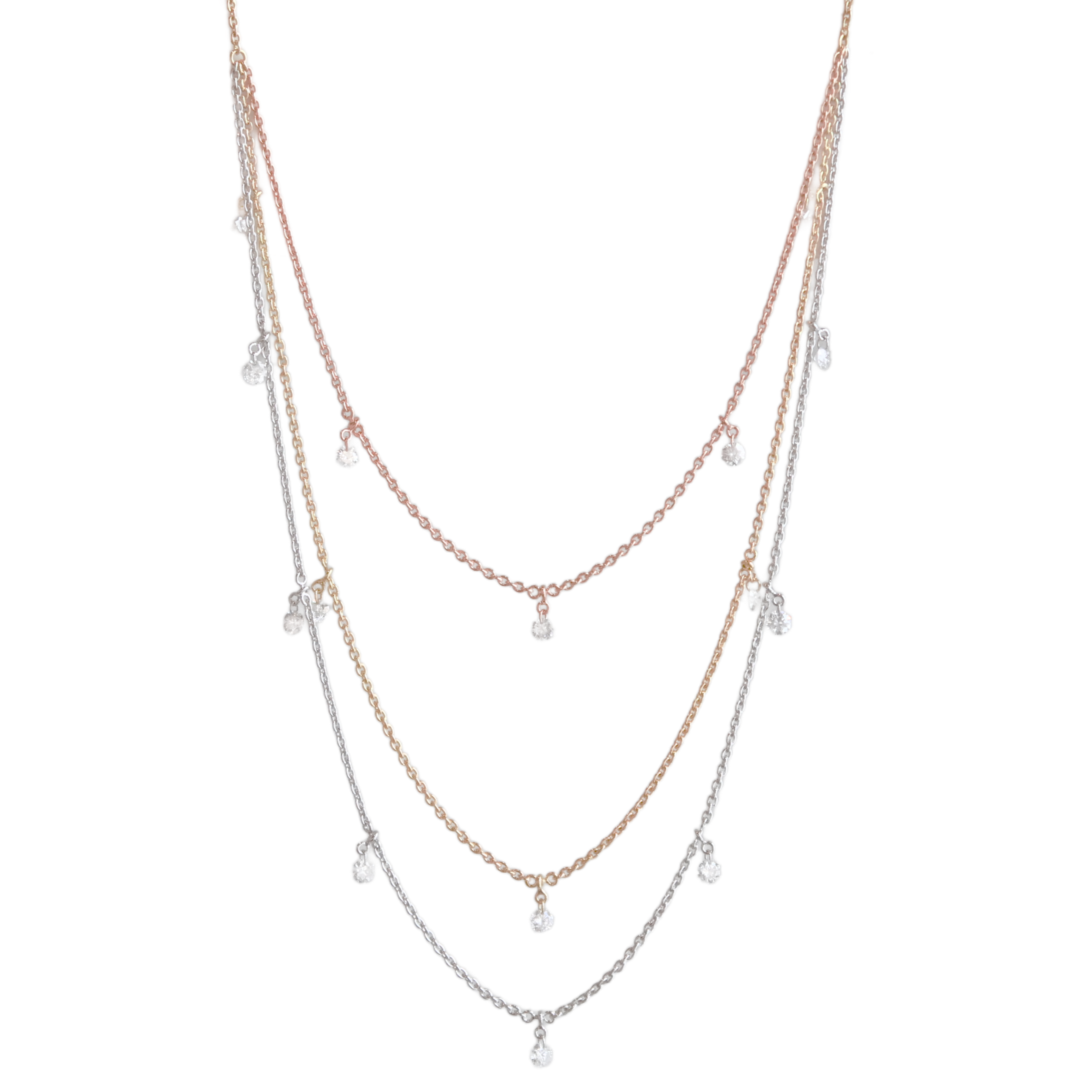 Multi gold & small drilled diamond necklace