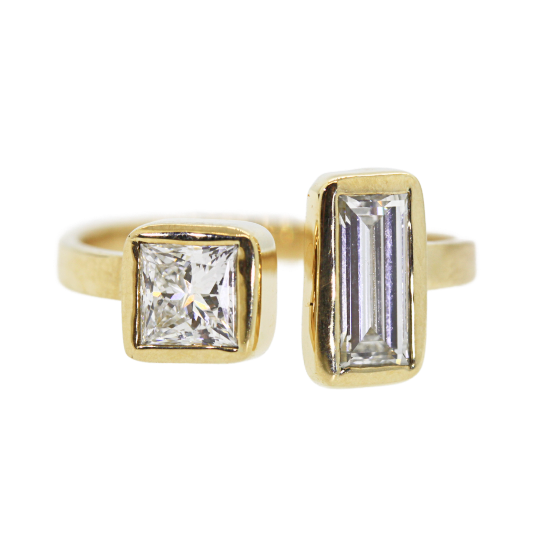 Open Shank Princess & Emerald Cut Diamonds Engagement Ring