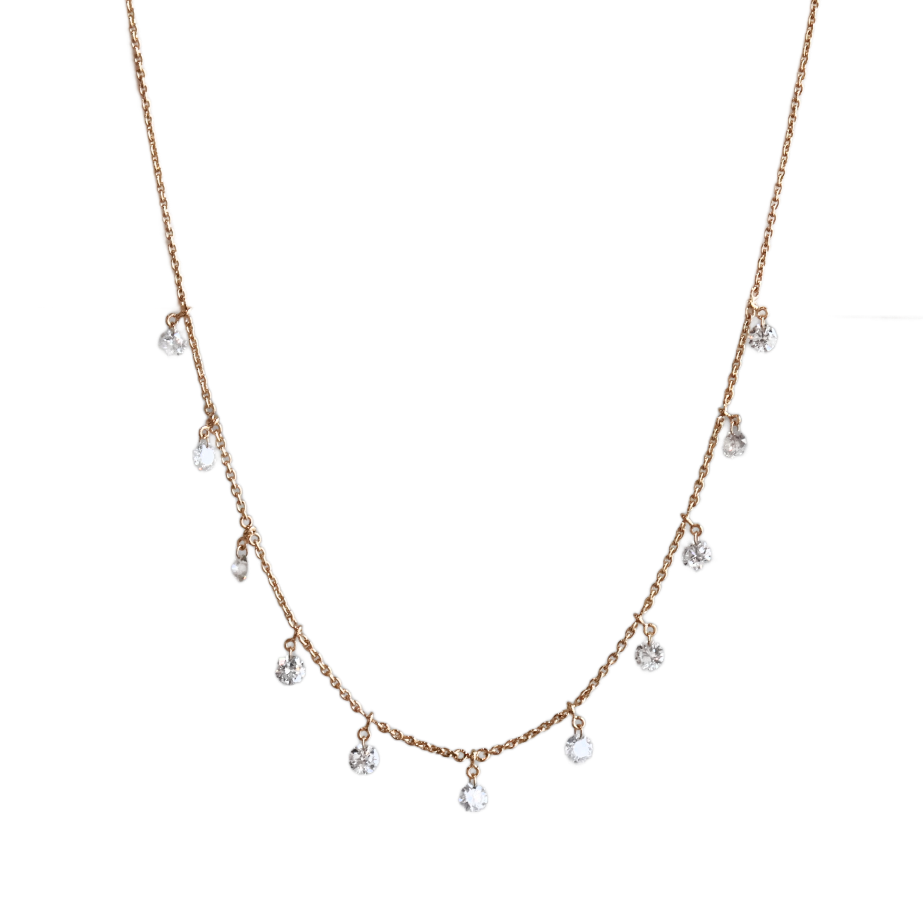 yellow gold drilled diamond necklace