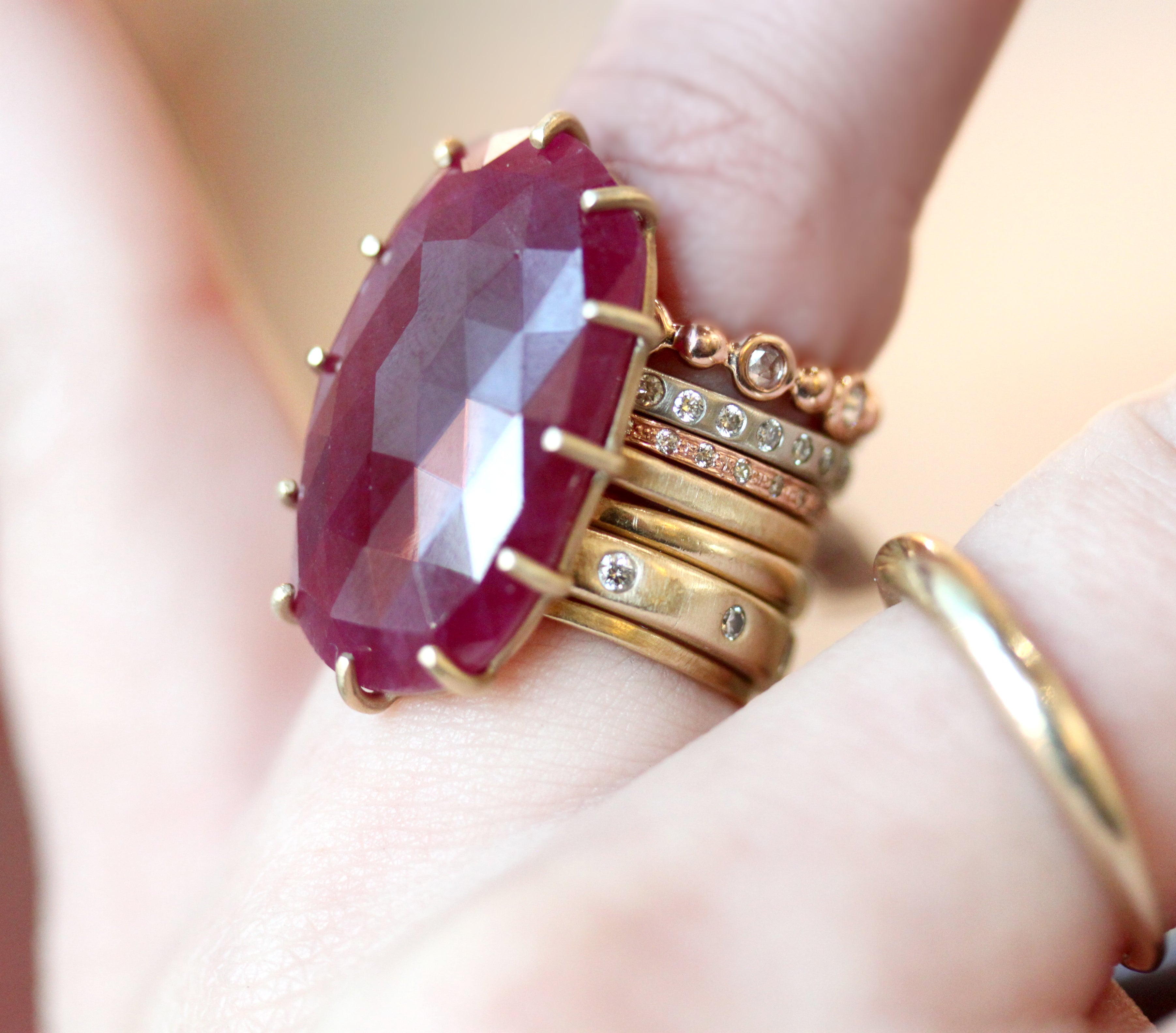 Large Ruby Prong Ring