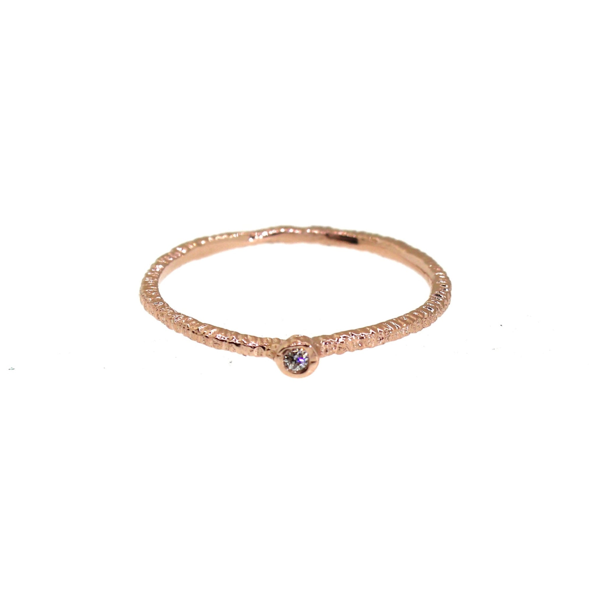 Etched Gold Bezeled Diamond Ring