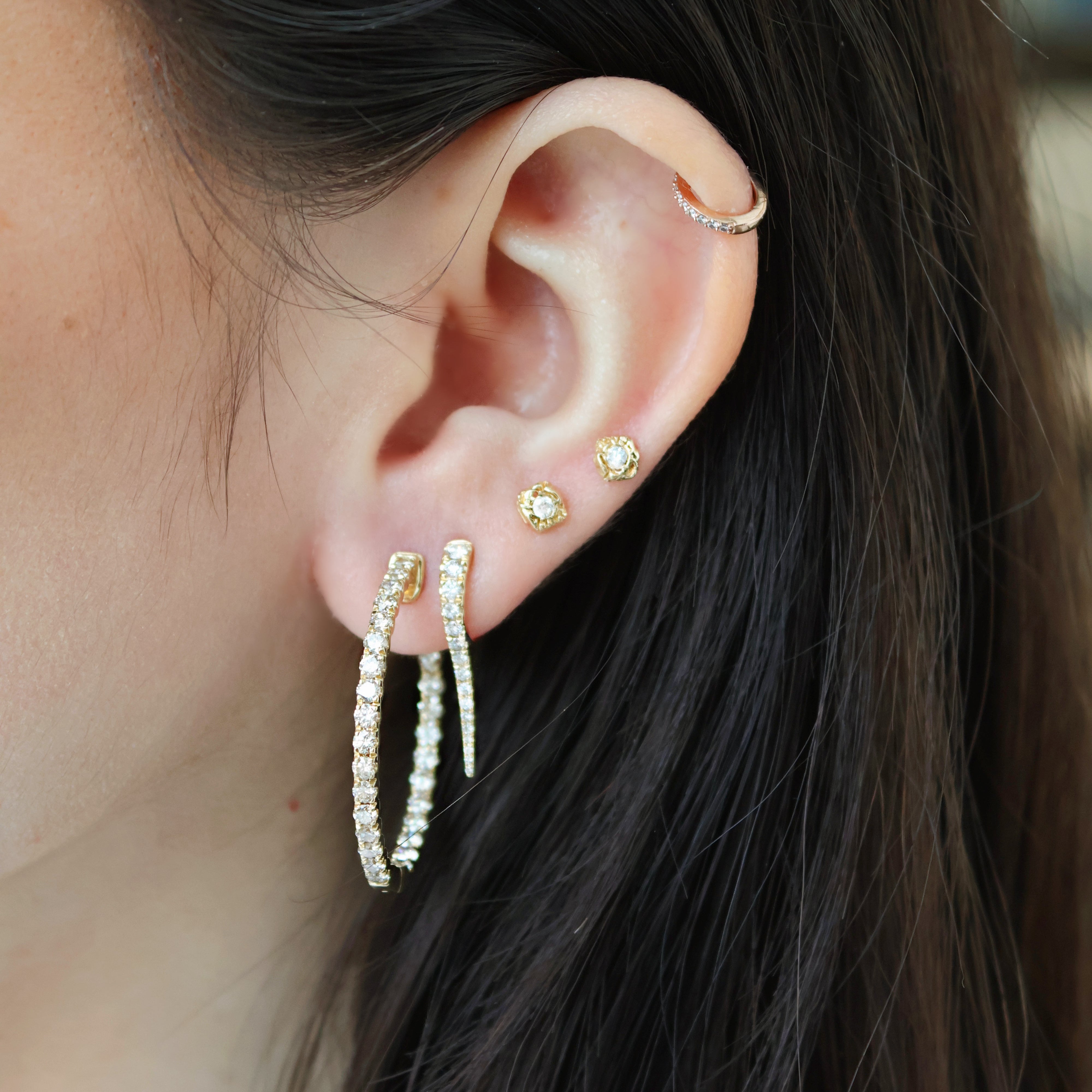 Diamond Textured Stud Earrings